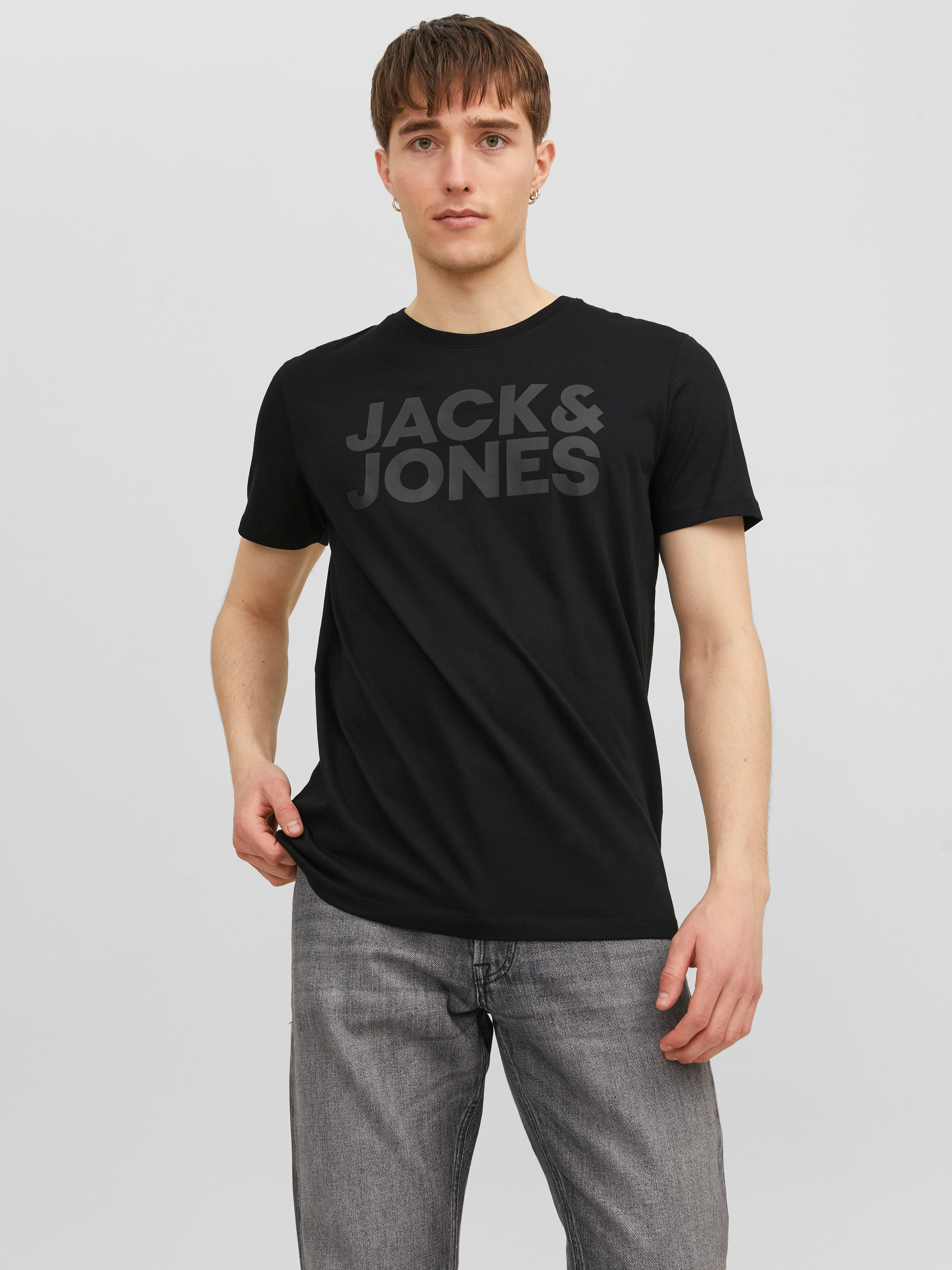 Jack & Jones T-Shirt "JJECORP Herren-Tee mit figurbetonter Silhouette" bedruckt, modisch, schmal, Baumwolle, Rundhals