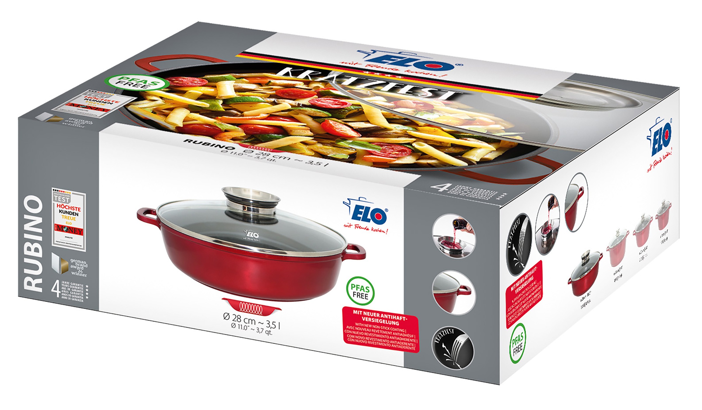 Elo Servierpfanne »Rubino, Pfanne mit Glasdeckel« Aluminiumguss 1 Stk. tlg. mit Glitzer-Glamour-Effekt außen