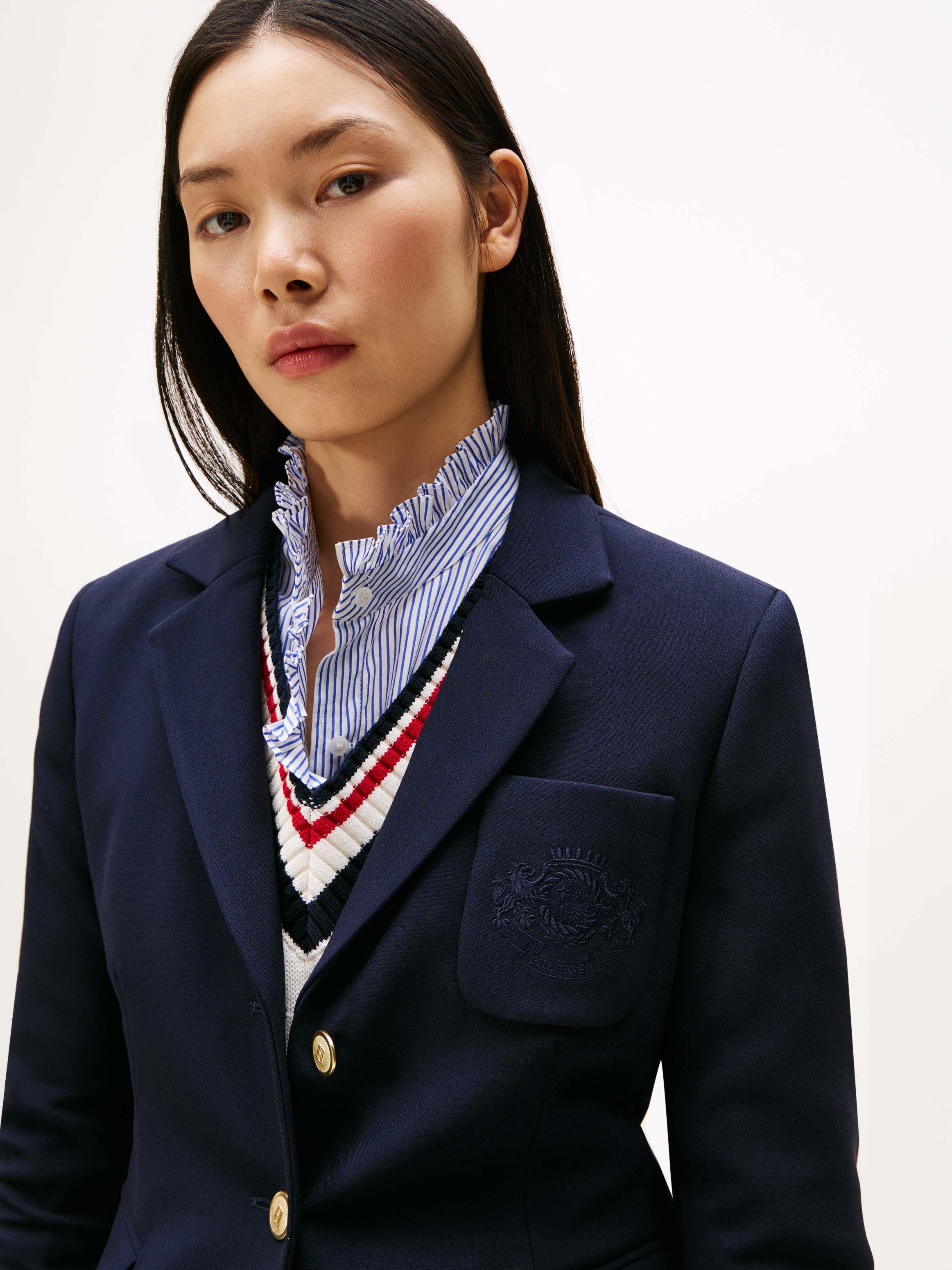 Tommy Hilfiger Kurzblazer "PUNTO TONAL CREST SLIM BLAZER" günstig online kaufen