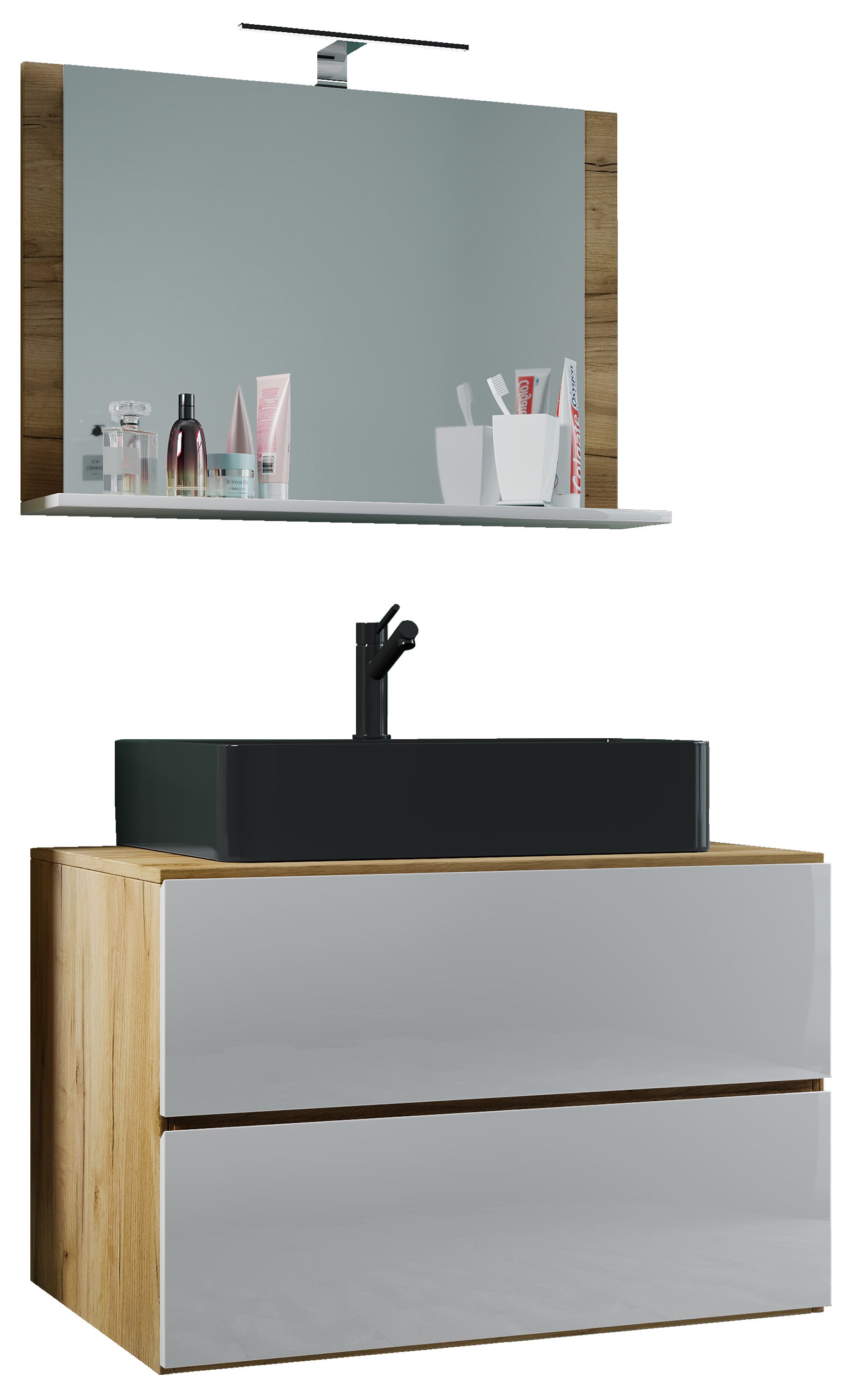 VCM Waschtisch "3-tlg Waschtisch Badmöbel Lendas 80 cm M Schublade" 3 Stk. tlg.