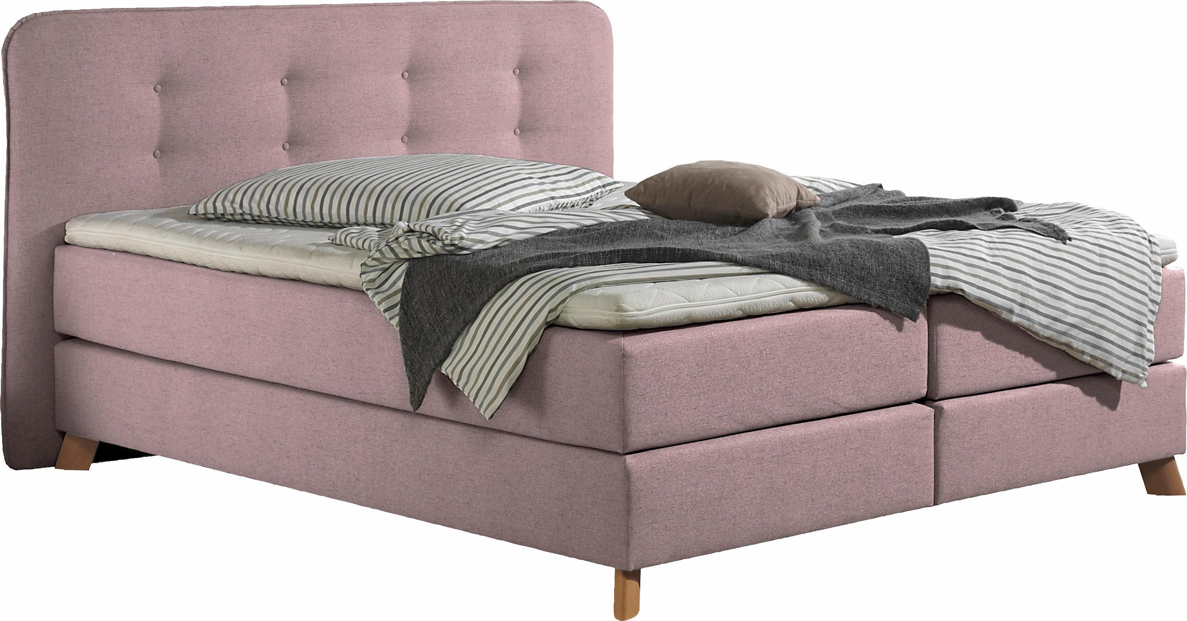 Home affaire Boxspringbett »Cecina« in 5 Breiten, 3 Ausführungen, 2 Härtegrade, Knopfheftung, Topper