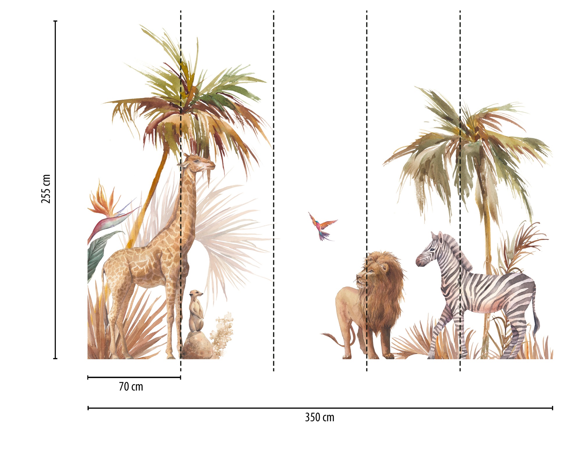 A.S. Création Vliestapete »Safari Fototapete Tiere Aquarell Beige Braun« matt strukturiert