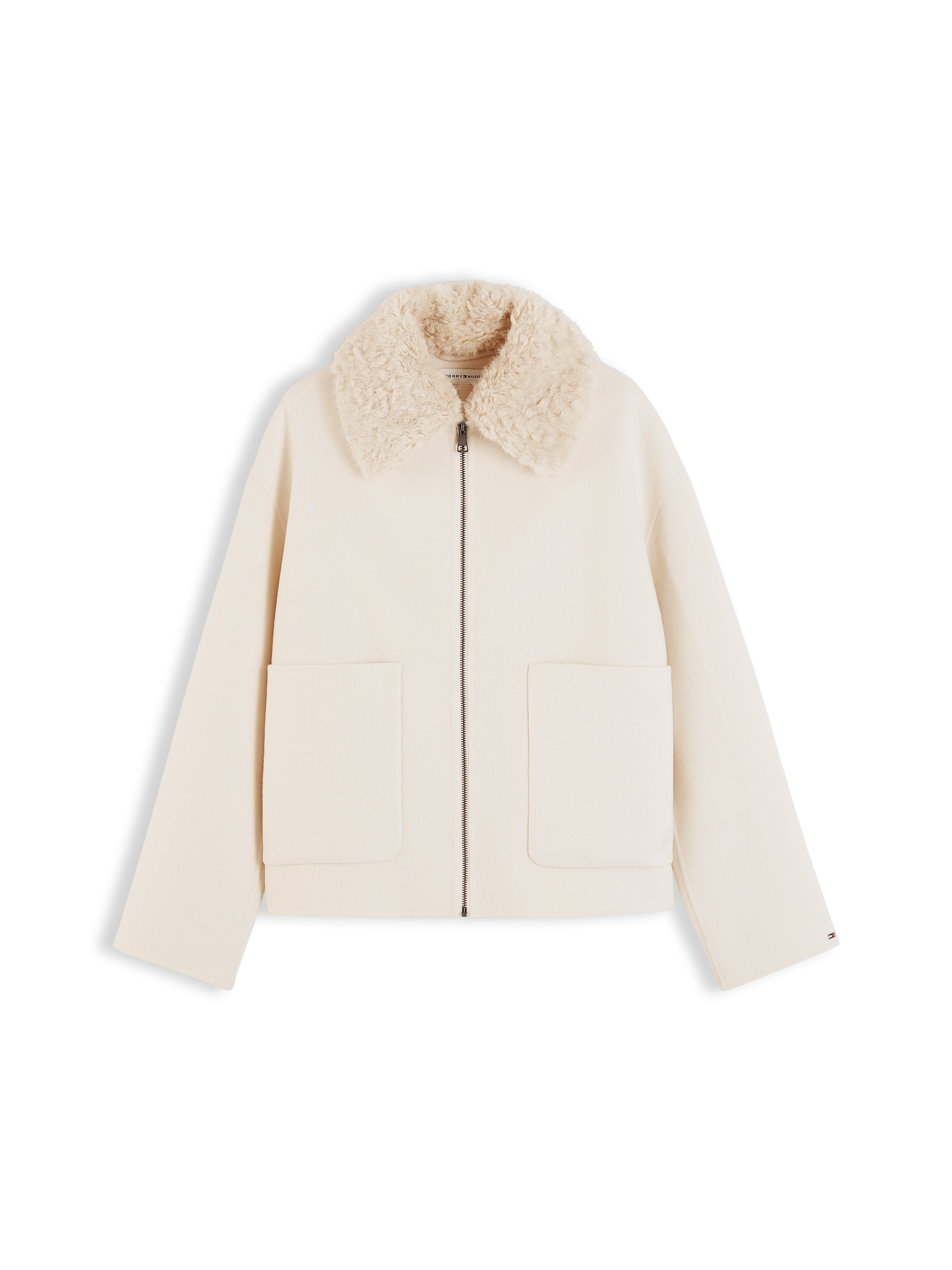 Tommy Hilfiger Kurzjacke »DF WOOL ZIP THROUGH JACKET« Materialmix, mit Wolle