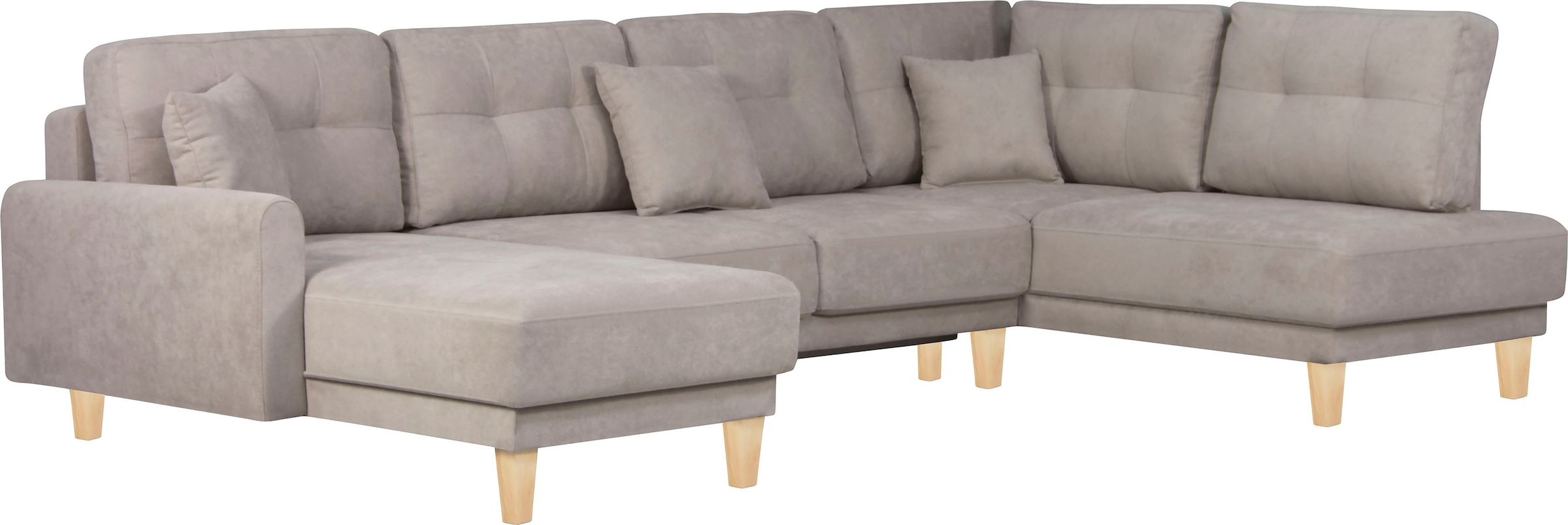 Home affaire Wohnlandschaft »TRIPLO U-Form wahlweise mit Schlaffunktion, B/T/H: 310/192/90 cm«, Schlafsofa, auch mit Bettkasten, Steppung im Rückenkissen