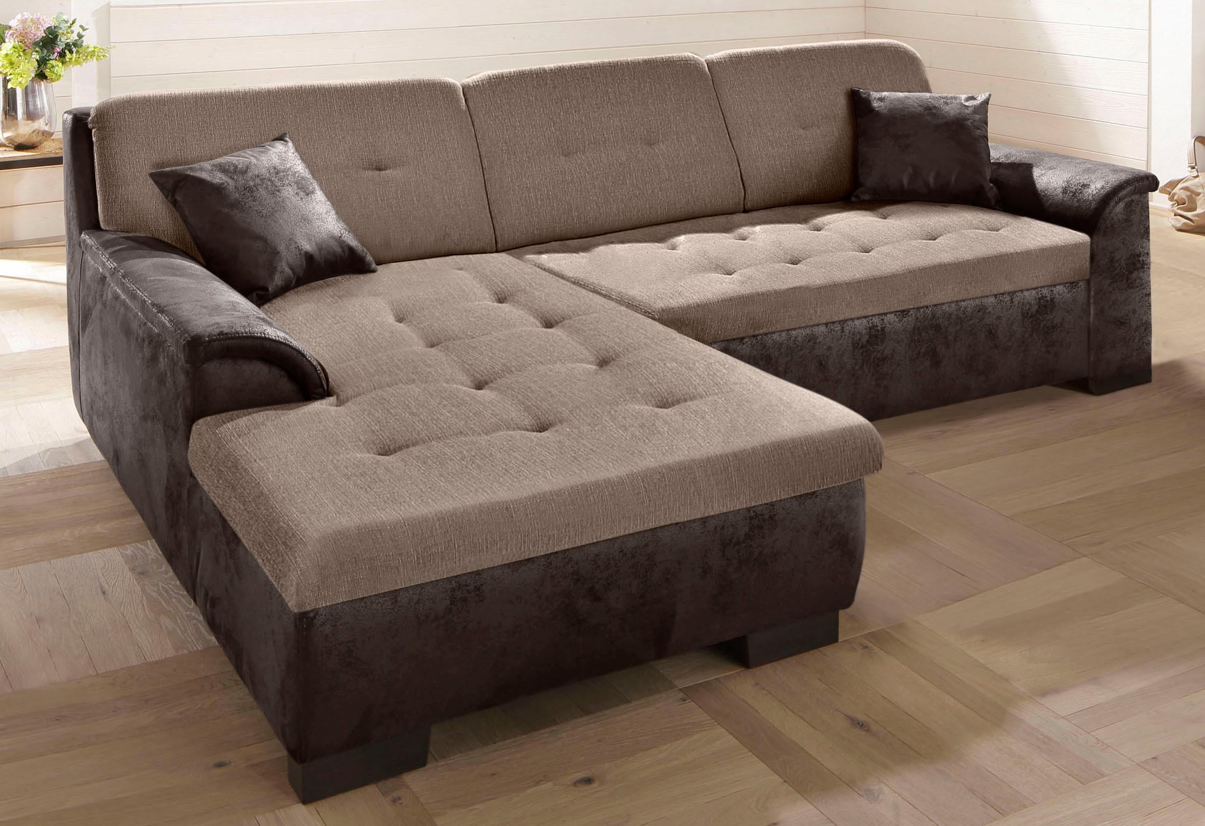 Home affaire Ecksofa "BERGEN 267x178 cm, elegantes Design" whlw. mit Bettfunktion L-Form