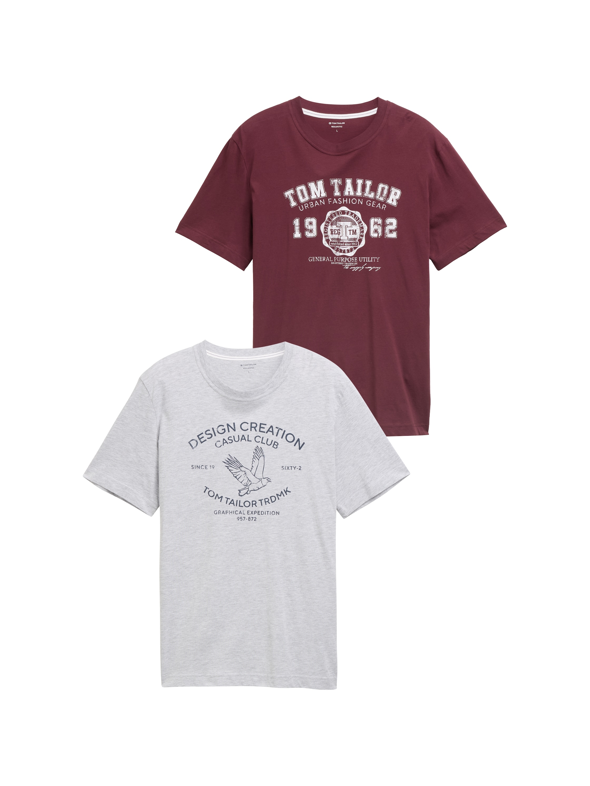 TOM TAILOR T-Shirt, (Packung, 2 tlg.), mit Frontprint