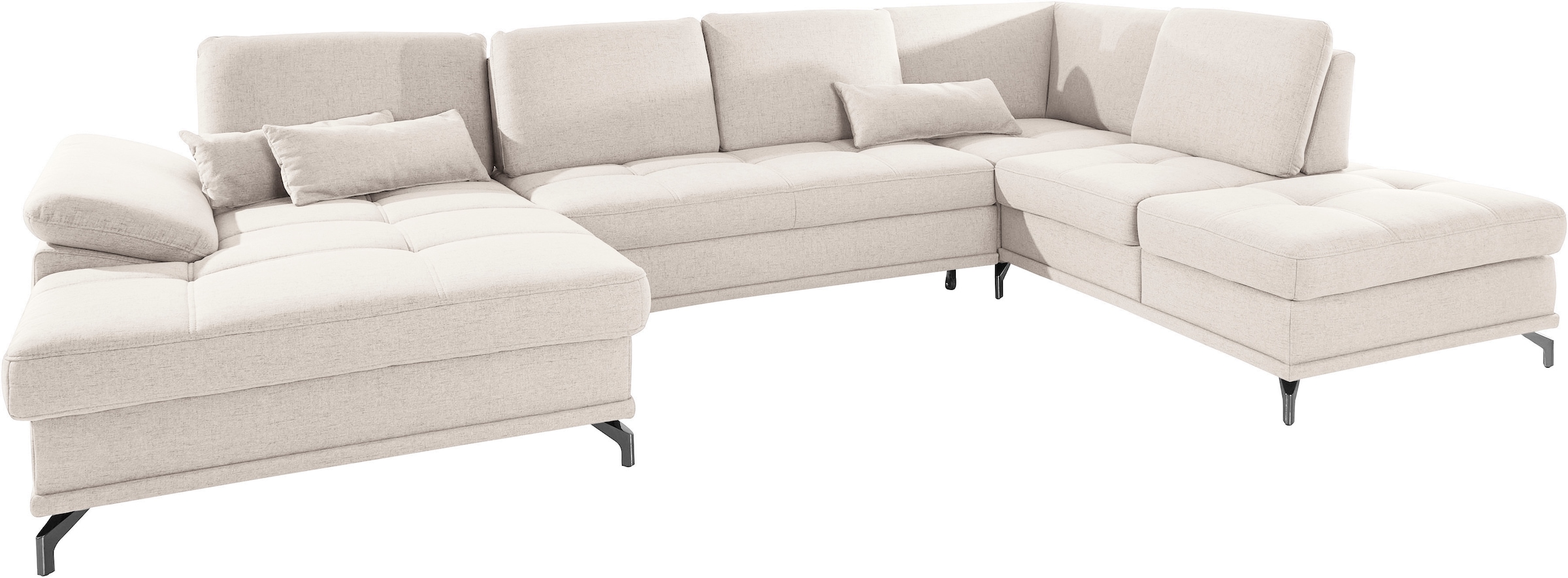 Places of Style Wohnlandschaft »Costello U-Form, mit Sitztiefenverstellung, Armteilverstellung und«, 3 Nierenkissen, optional Bettfunktion und Bettkasten