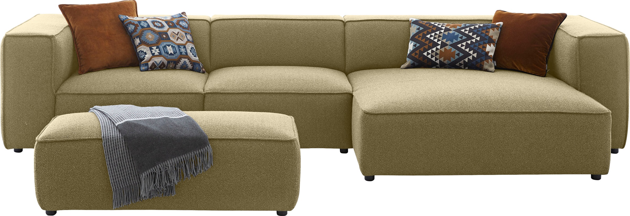 W.SCHILLIG Ecksofa »around-the-block«, mit eleganter Biese, mit Federkern, Breite 341 cm