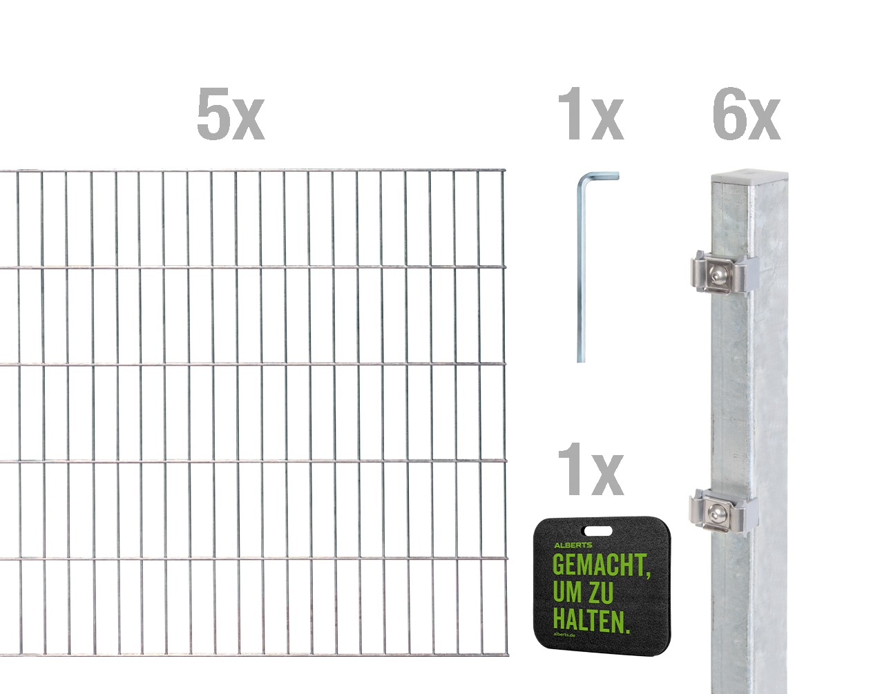Alberts Doppelstabmattenzaun »Grundset«, Höhe: 80-160 cm, Gesamtlänge: 4-30 m, zum Einbetonieren