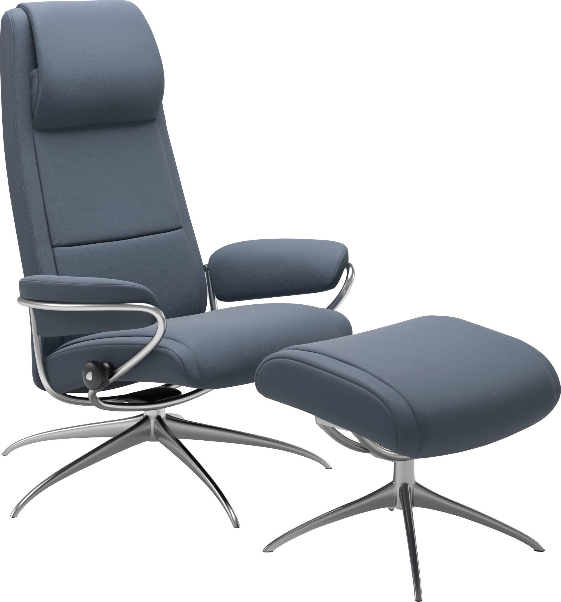 Stressless Relaxsessel "Paris", (Set, Relaxsessel mit Hocker), mit Hocker, High Back, mit Star Base, Gestell Chrom