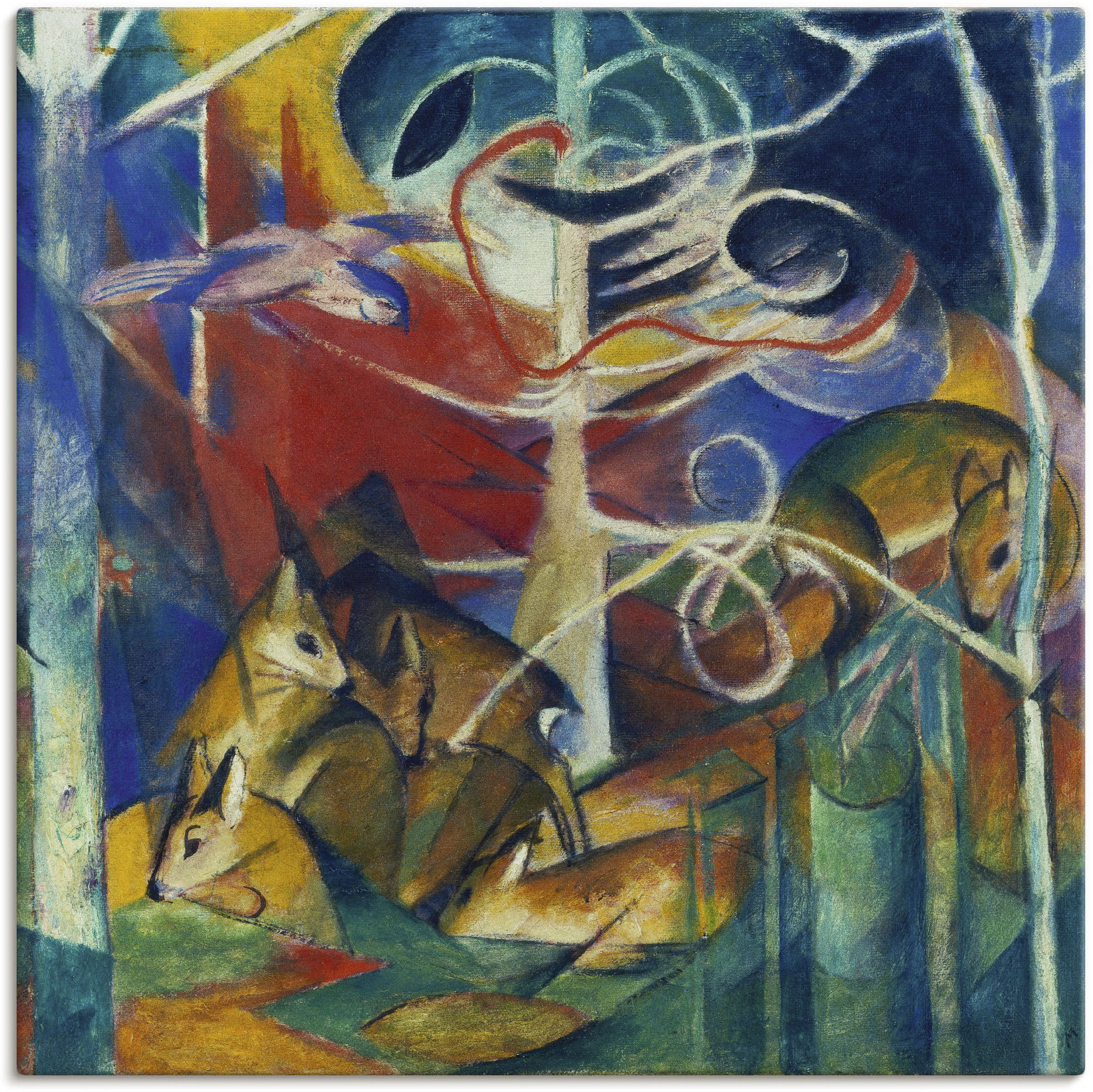 Artland Leinwandbild "Rehe im Walde I. 1913" Wildtiere 1 Stk. tlg. auf Holzrahmen gespannt