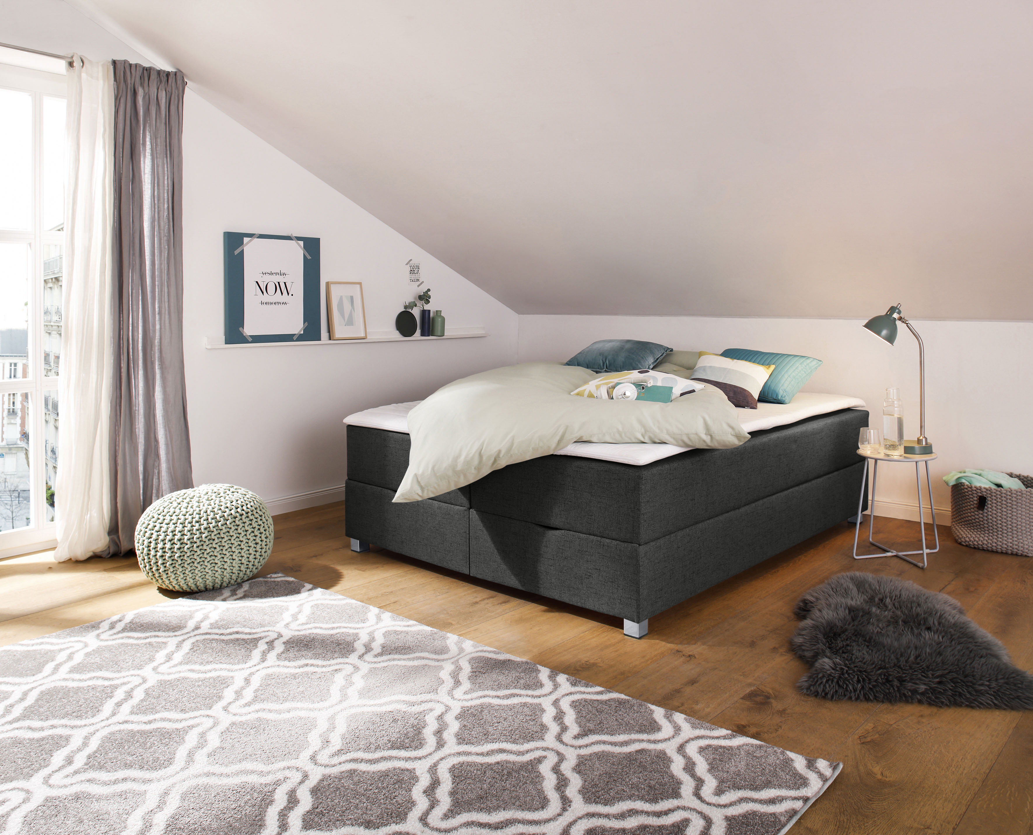 Home affaire Boxbett "Alexis" ohne Kopfteil - ideal für Räume mit Dachschrägen; in 4 Breiten