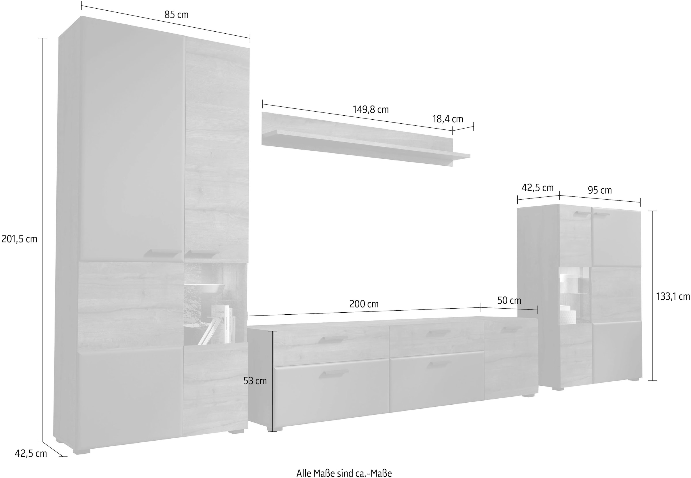 INOSIGN Wohnwand »Bellini«, (Set, 4 St.)