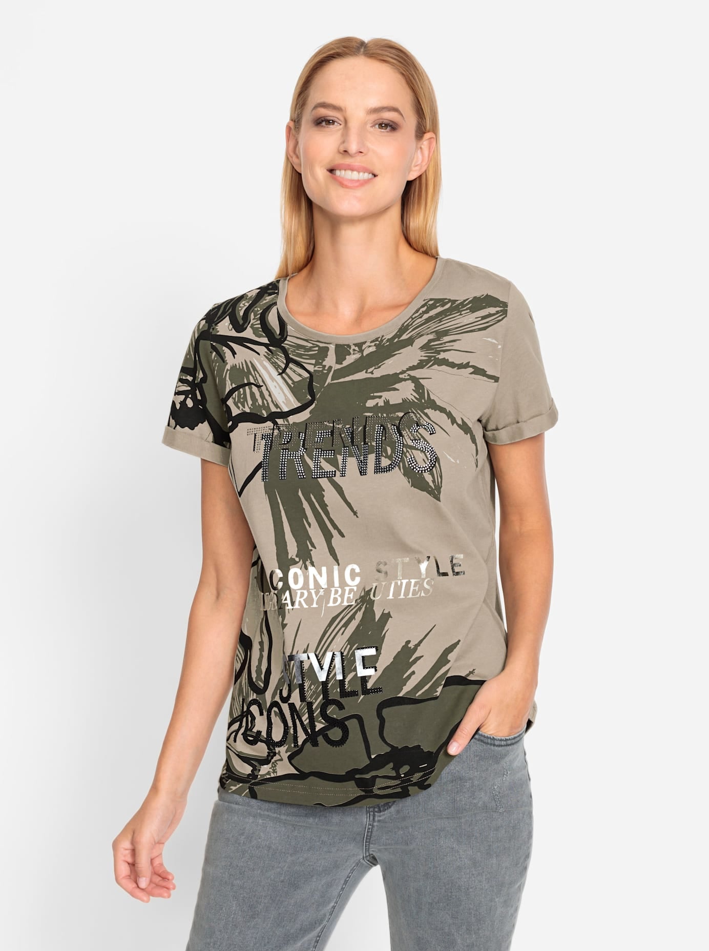 heine Rundhalsshirt »Druck-Shirt«, (1 tlg.)