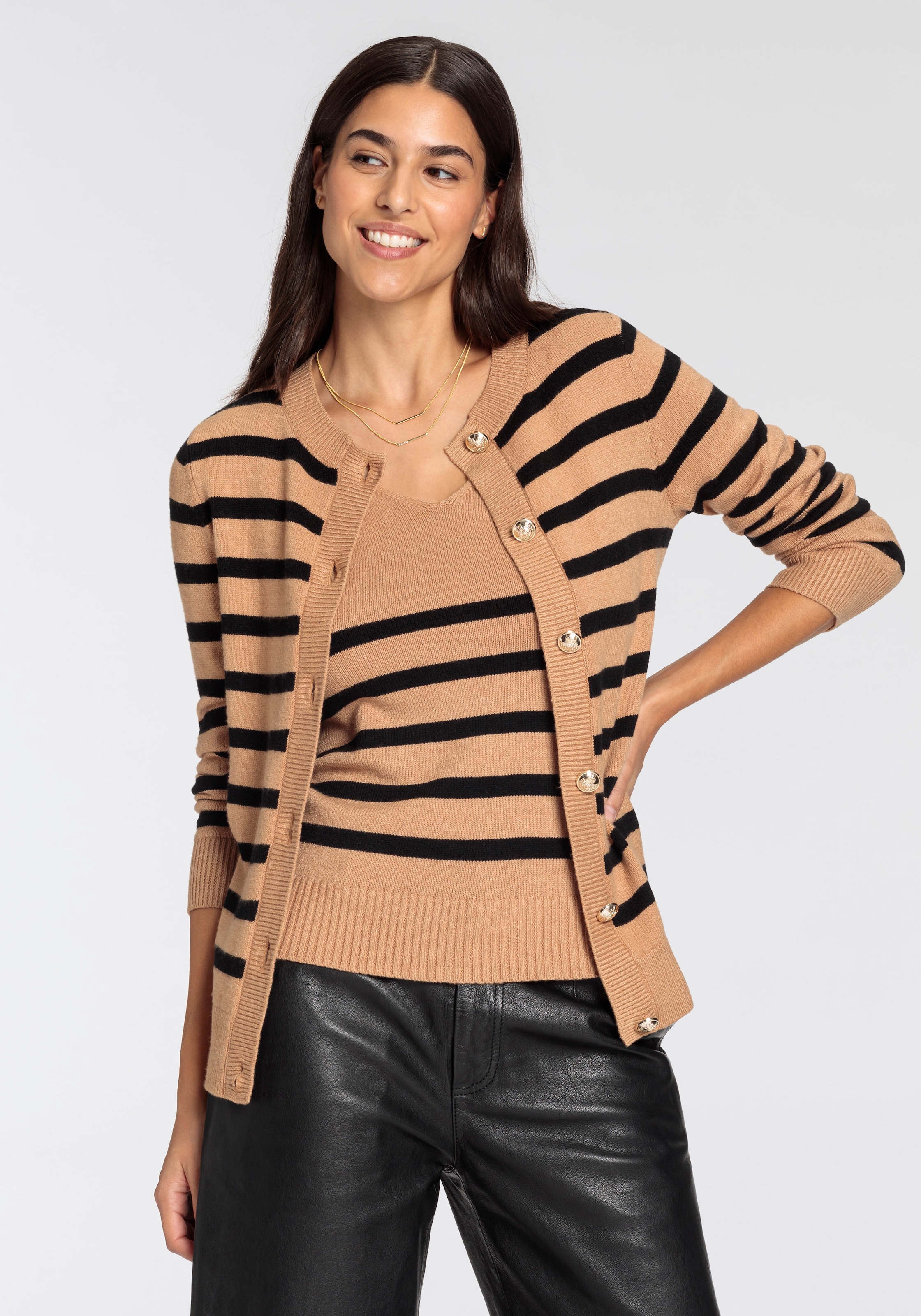 HECHTER PARIS Strickjacke, mit Kontraststreifen - NEUE KOLLEKTION