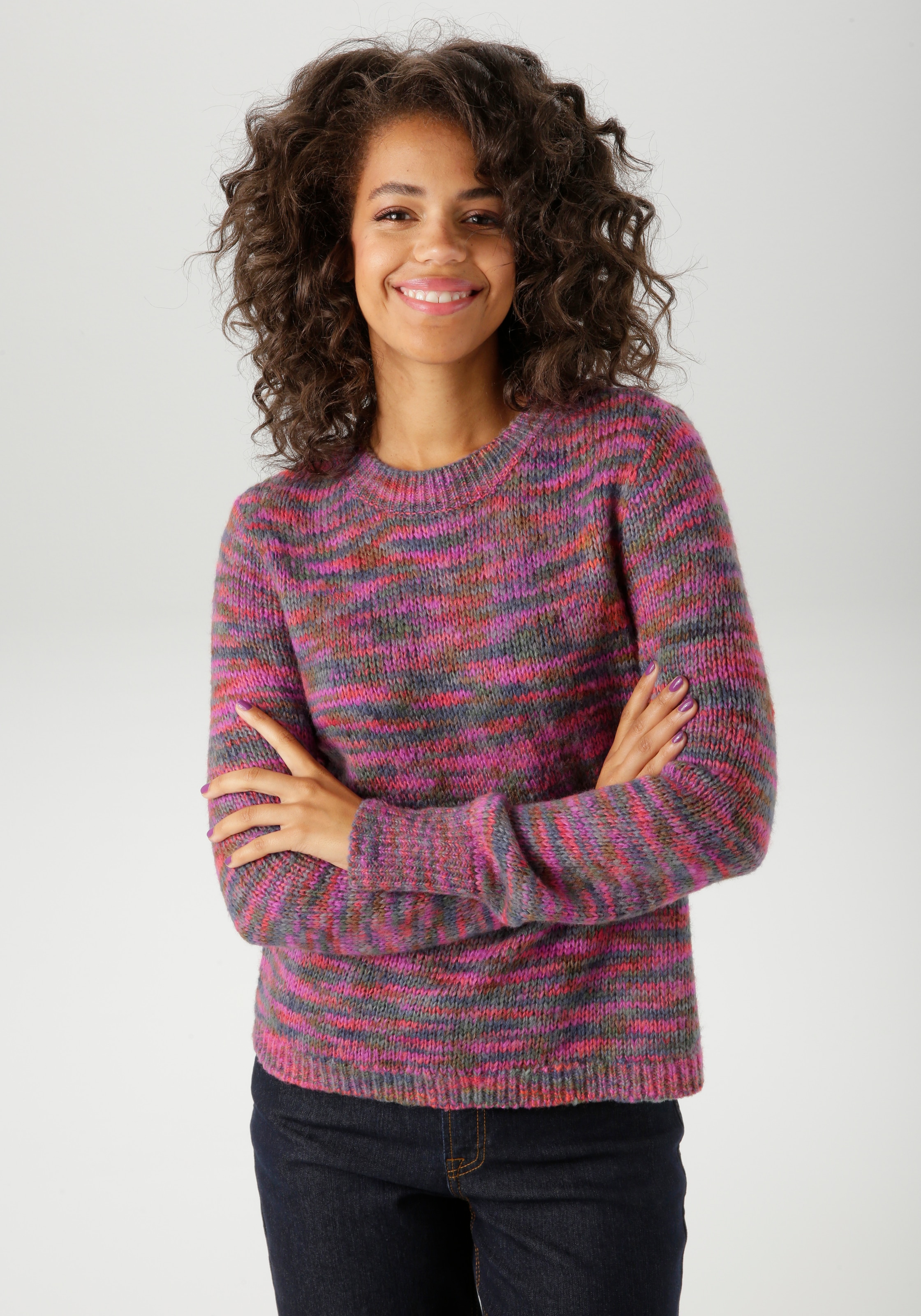 Aniston CASUAL Strickpullover, aus trendigem Multicolor-Garn -jedes Teil ei günstig online kaufen