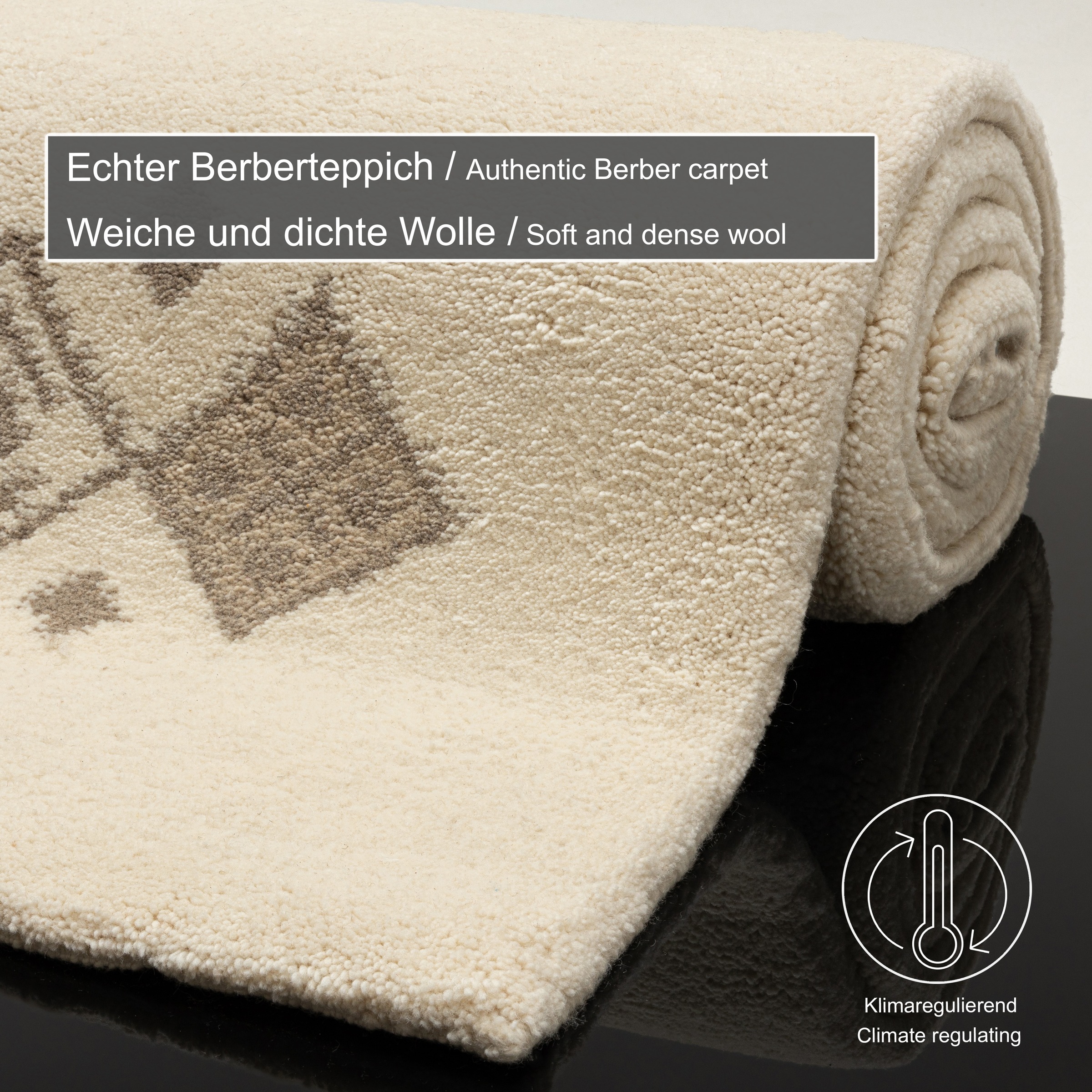 THEKO Wollteppich »Taza Royal 609«, rechteckig, 28 mm Höhe, echter Berber Teppich aus Marokko, reine Wolle, handgeknüpft