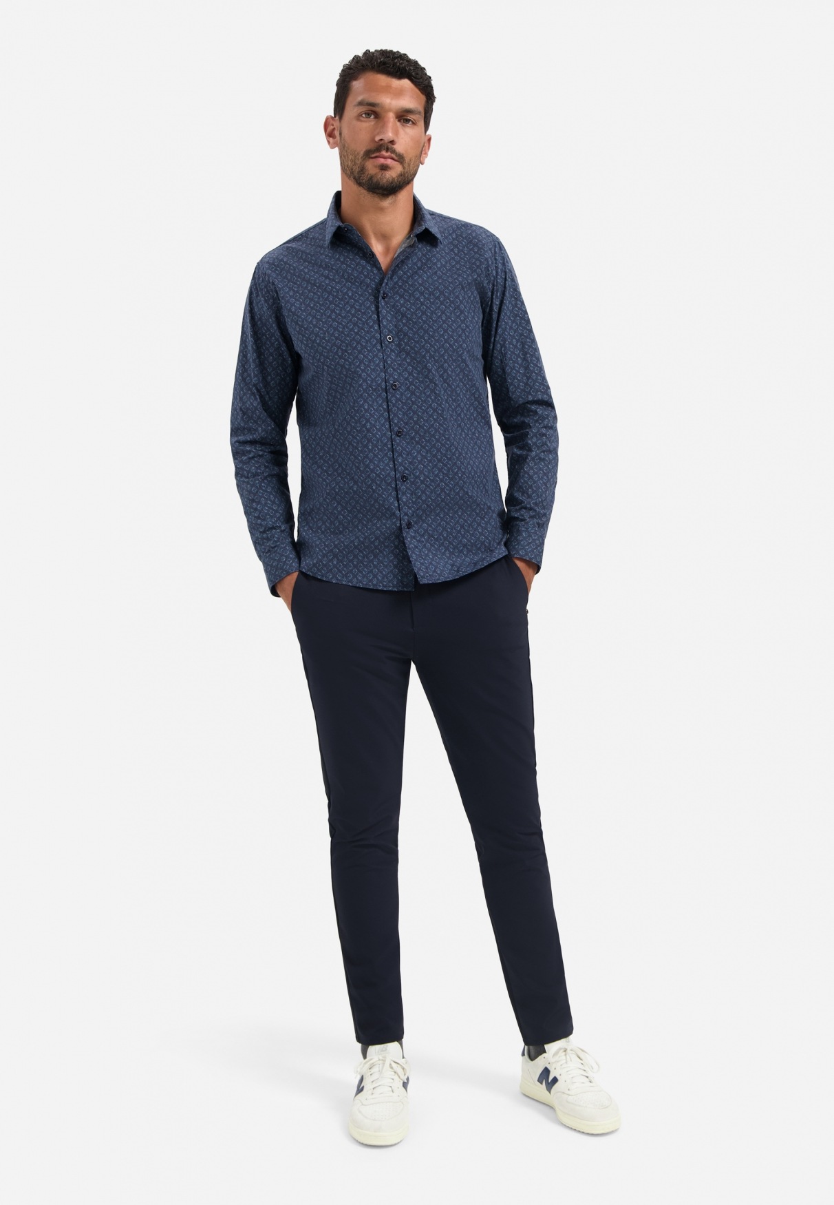 NO EXCESS Langarmhemd »No Excess Stretchhemd mit Print Shirt Strech Allover Printed«