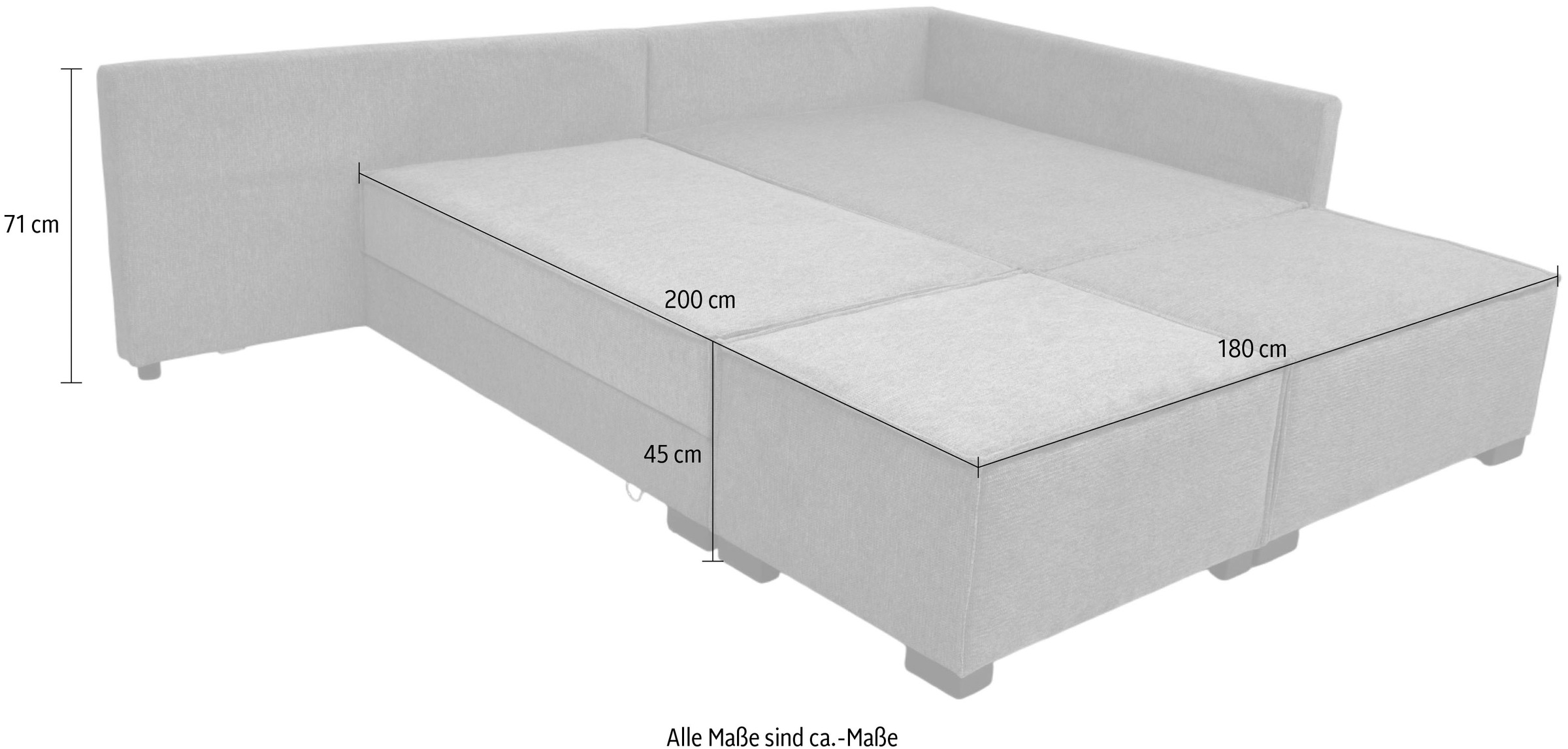 Home affaire Ecksofa inkl. Bettfunktion, Bettkasten, 3 Zierkissen, Boxspringbett 180x200 cm