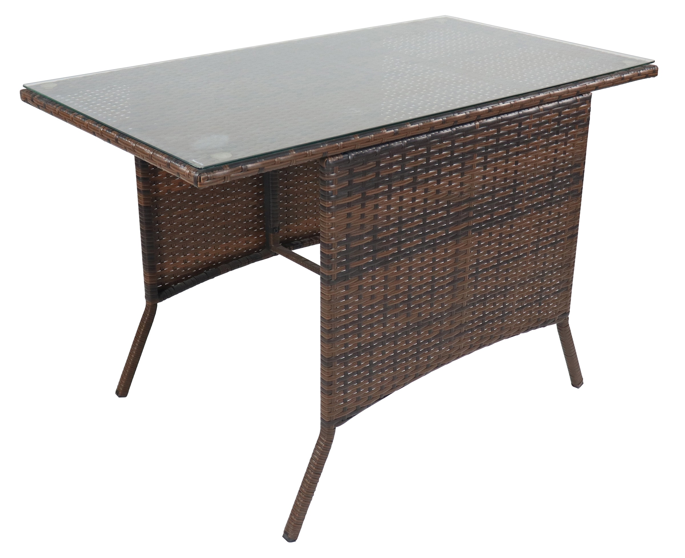 Gartentisch VCM, B:114cm T:64cmbraun, Outdoor, Tische, "Rattan Gartentisch Balkontisch Raloso 114x64"