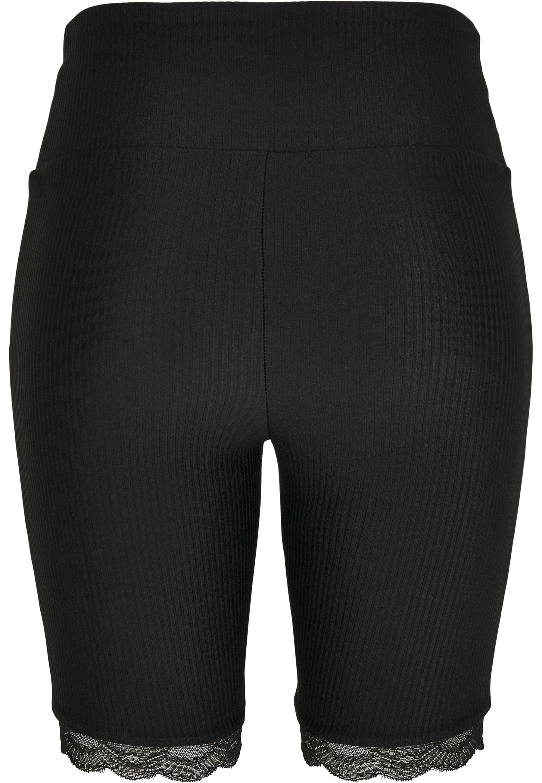 URBAN CLASSICS Stoffhose »Urban Classics Damen Ladies High Waist Rib Lace Hem Cycle Shorts«, (1 tlg.)