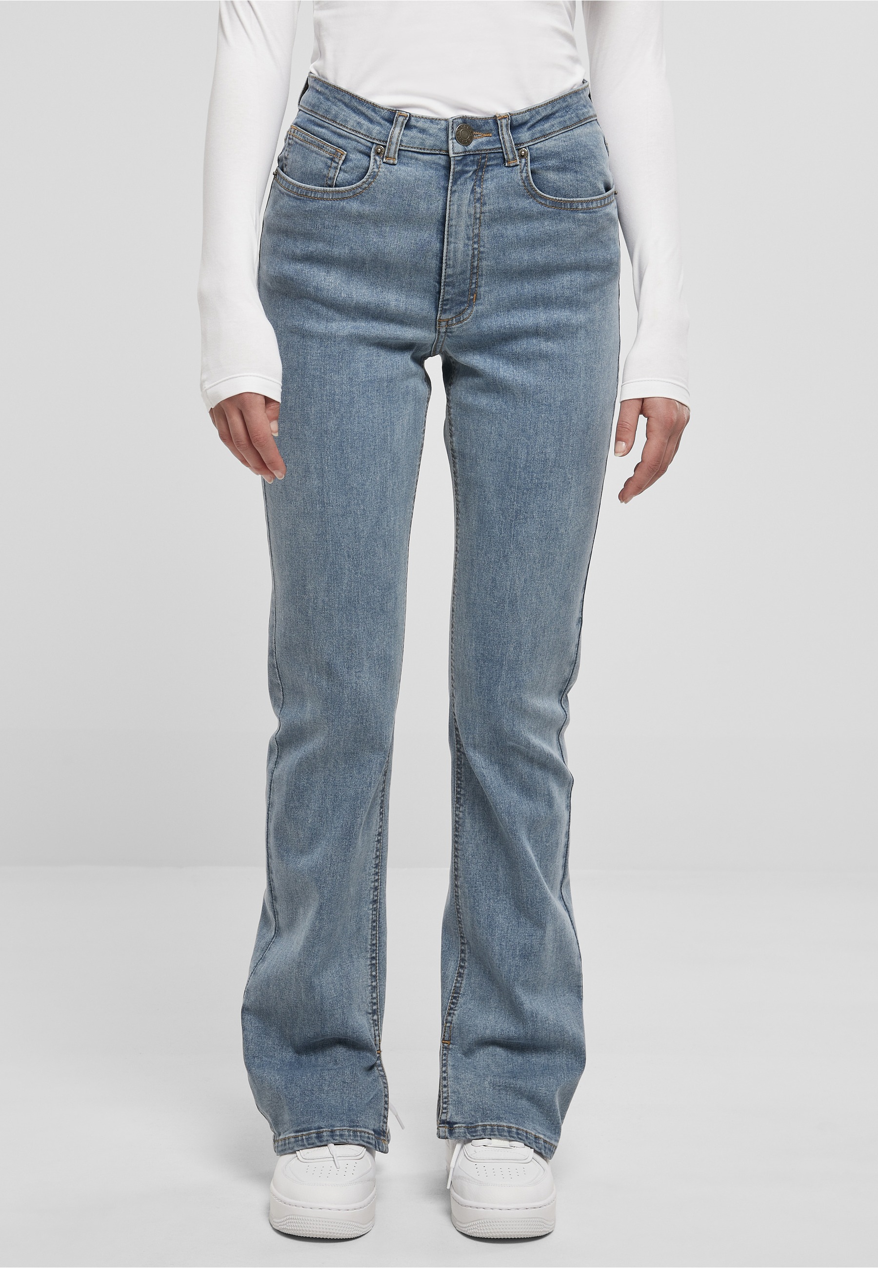 URBAN CLASSICS Bequeme Jeans »Urban Classics Damen Ladies Highwaist Straight Slit Denim Pants« 1 Stk.