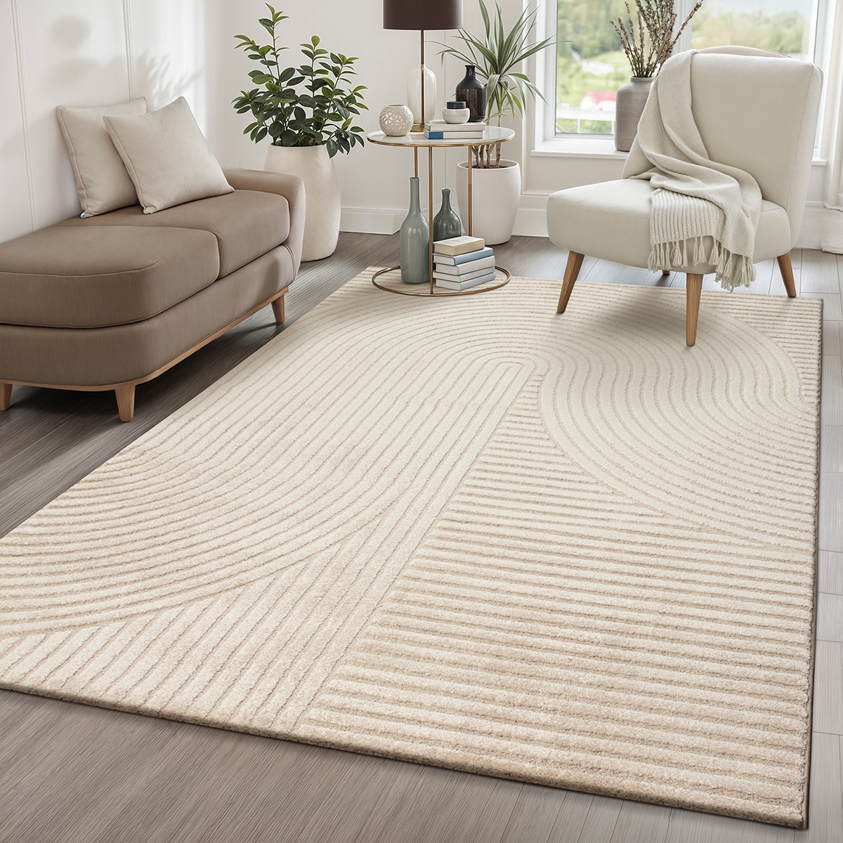 Teppich THE CARPET, B:200cm H:14mm L:290cmbeige, Polypropylen, Ankleidezimmer, Teppiche, "Everest", moderner Wohnzimmer Teppich hohe Flordichte