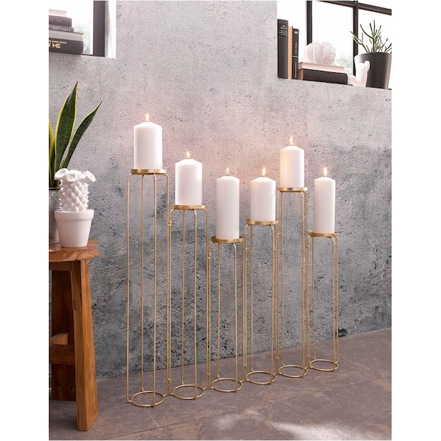 Leonique Kerzenständer »Mareesa«, (1 St.), aus Metall, für Stumpenkerzen,  Höhe ca. 65 cm, variabel stellbar kaufen | BAUR