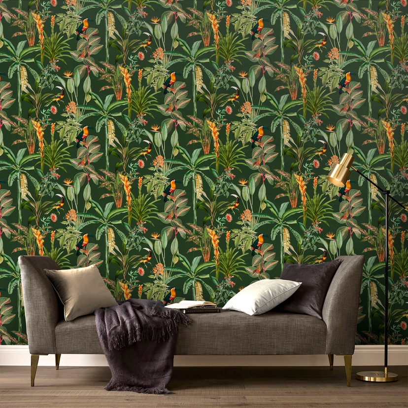 Vliestapete walls botanisch-natürlich-naturalistisch, | living Palmen auf Rechnung Lodge«, Tapete BAUR Dschungeloptik »Desert