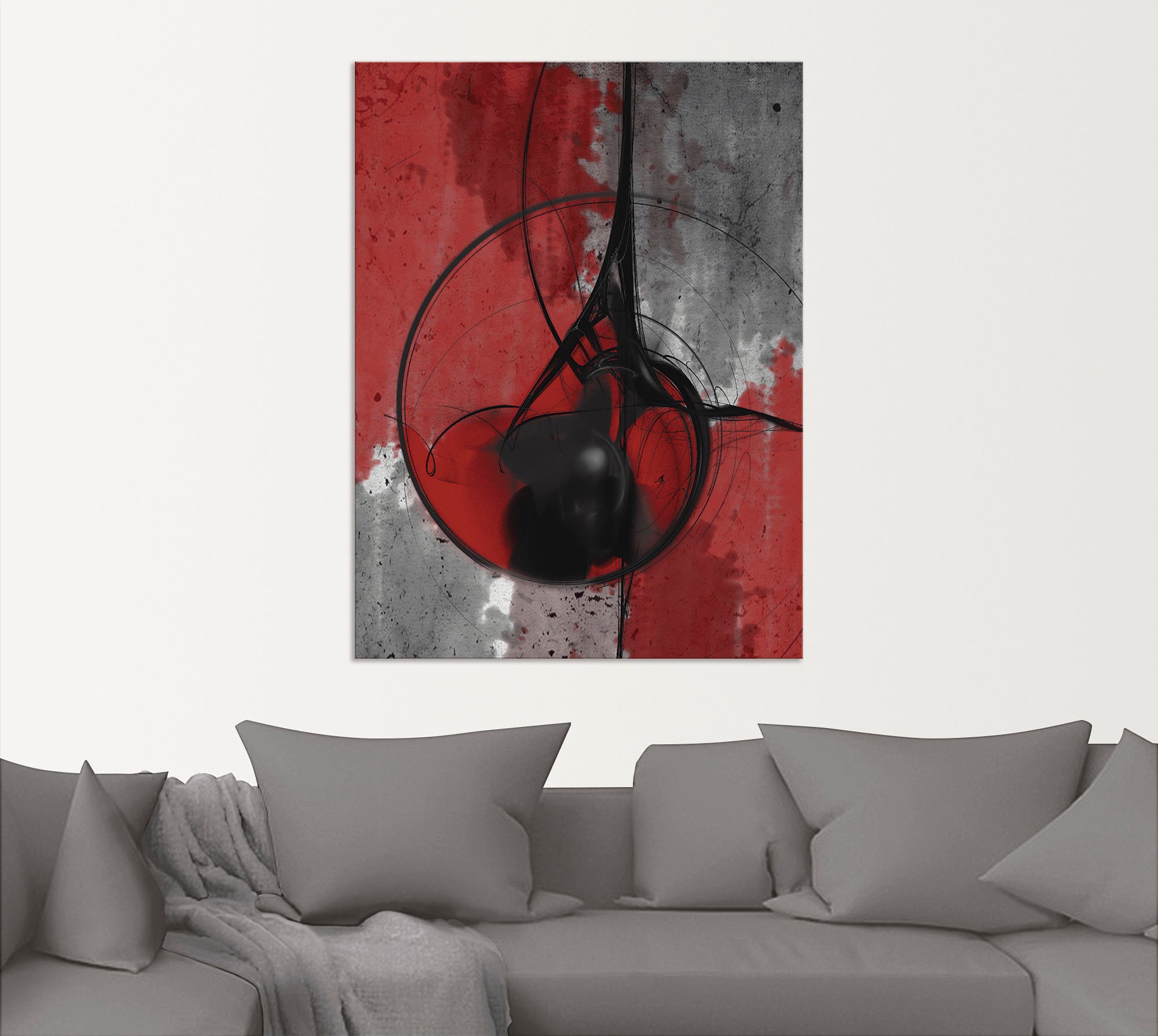 Artland Wandbild "Abstrakt in rot und schwarz" Gegenstandslos 1 Stk. tlg. a günstig online kaufen