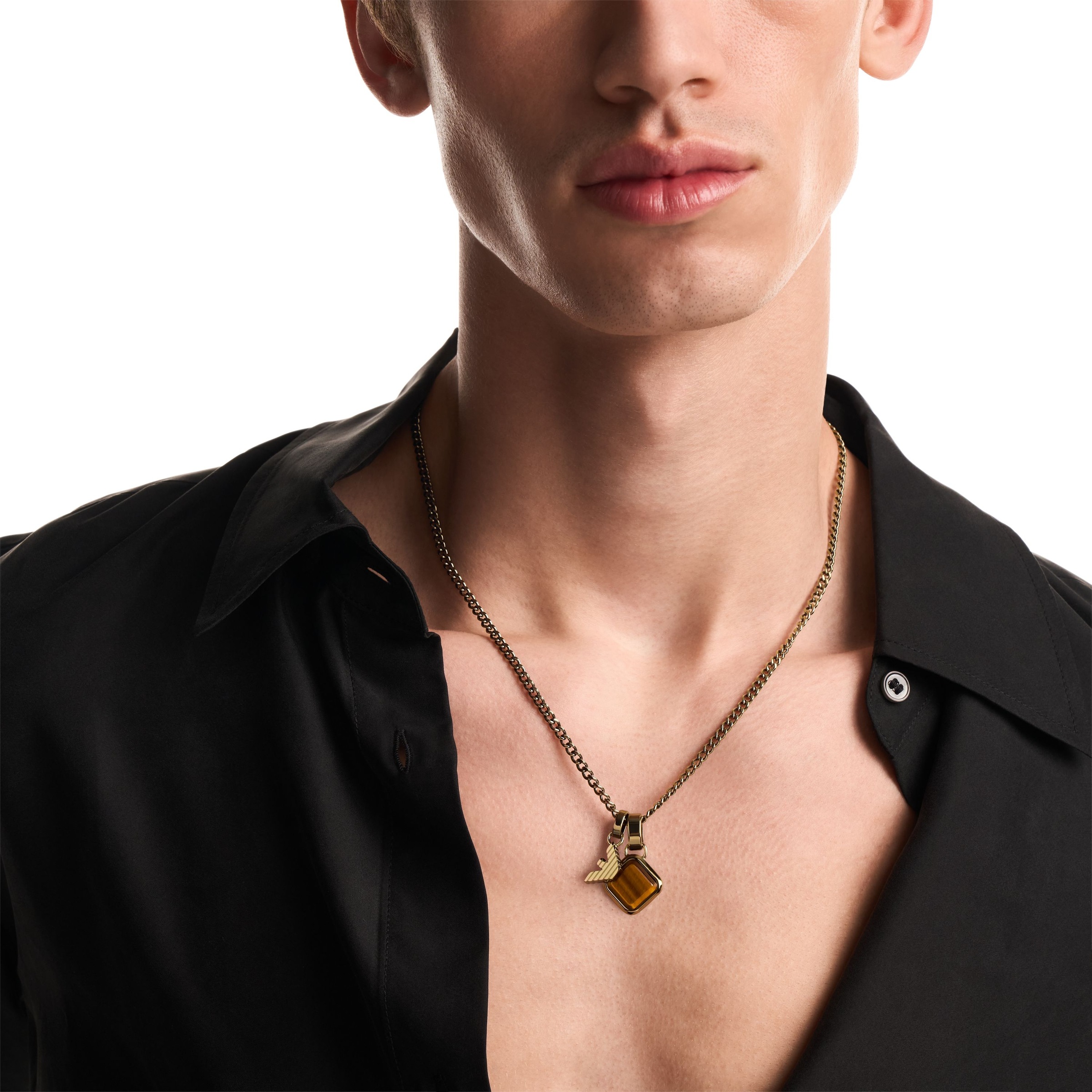 Emporio Armani Kette mit Anhänger mit Tigerauge