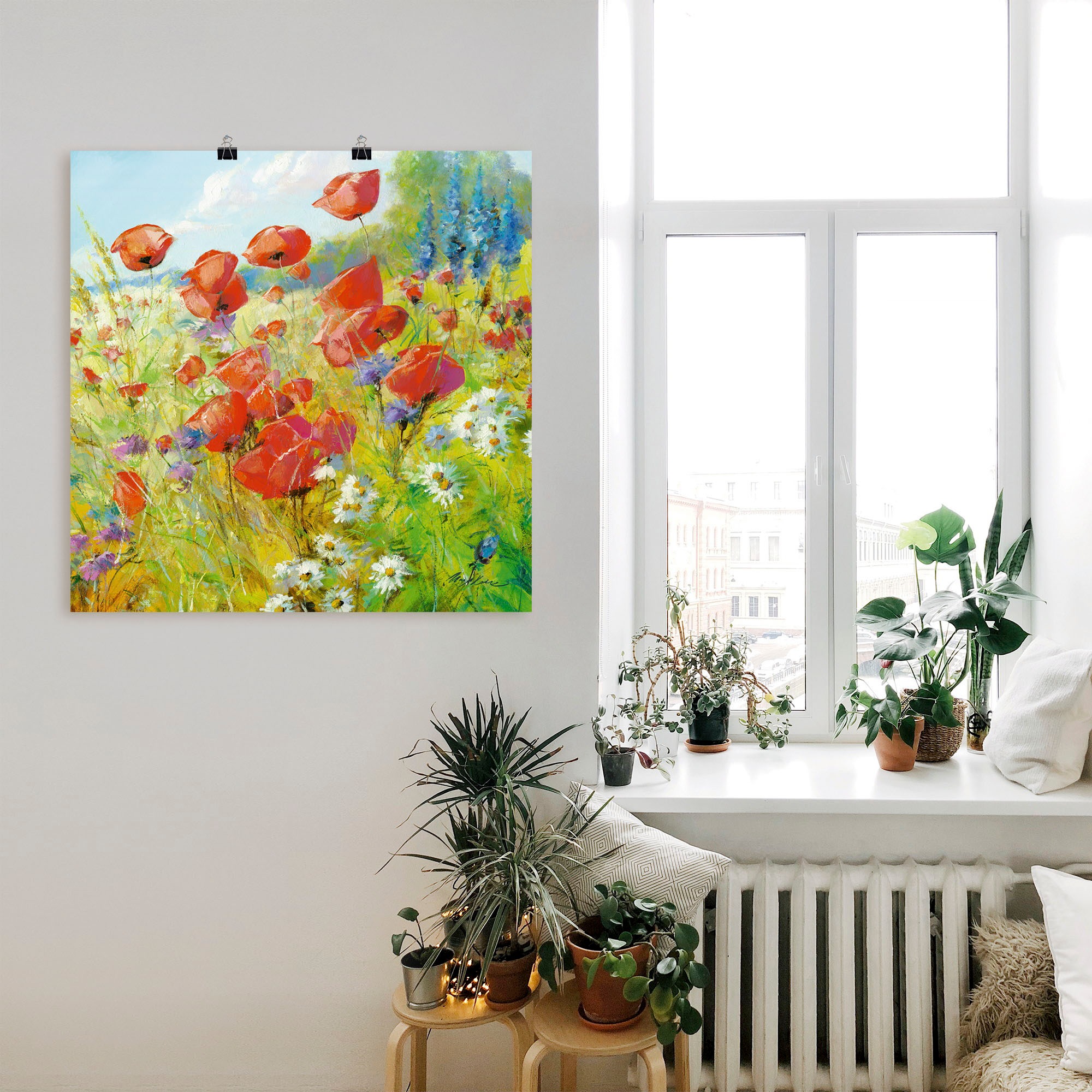 Artland Wandbild »Sommerwiese mit Mohnblumen«, Blumenwiese, (1 St.), als Alubild, Outdoorbild, Leinwandbild, Poster in verschied. Größen