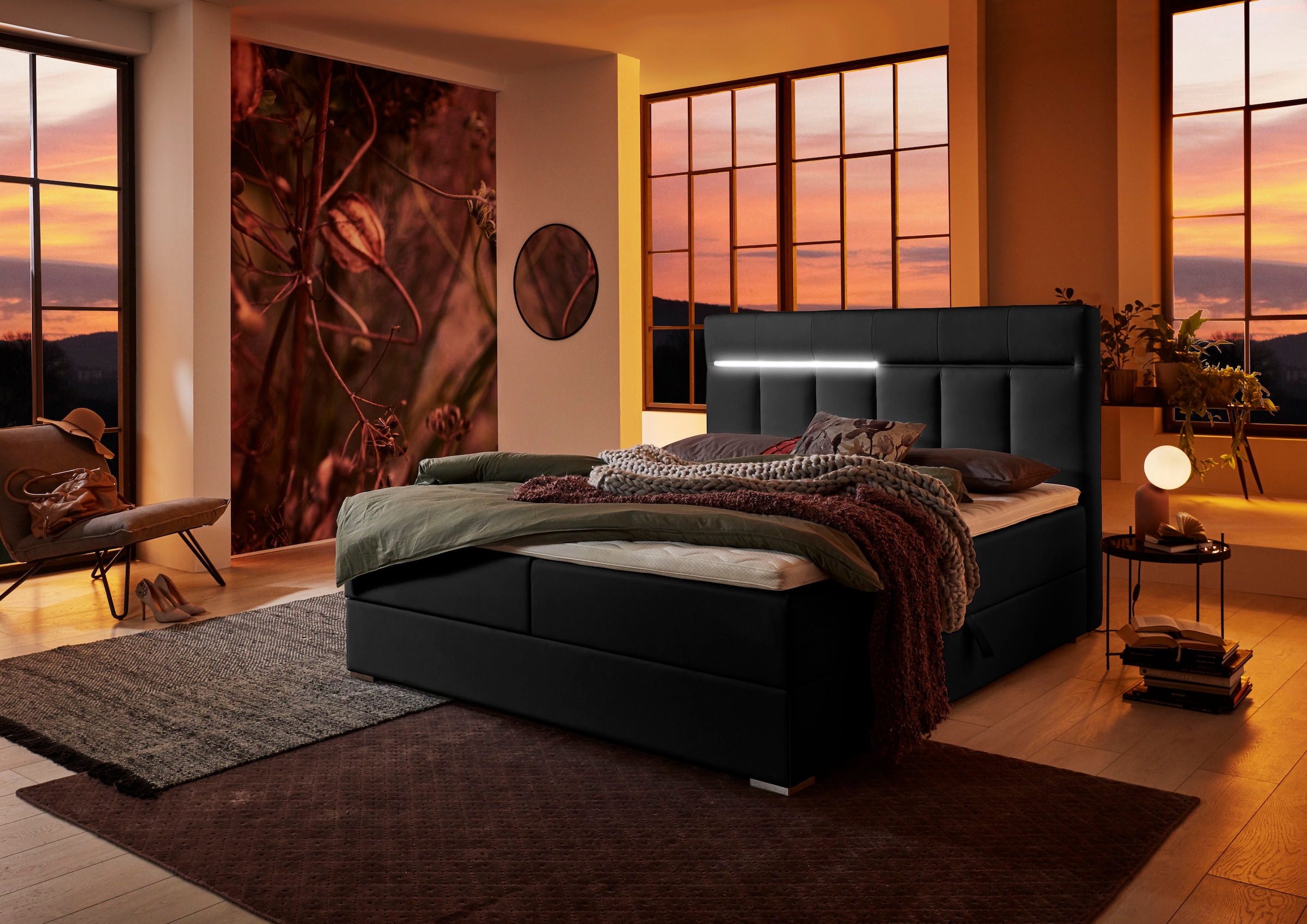 ATLANTIC home collection Boxbett »Tessa«, mit LED-Beleuchtung und Bettkasten