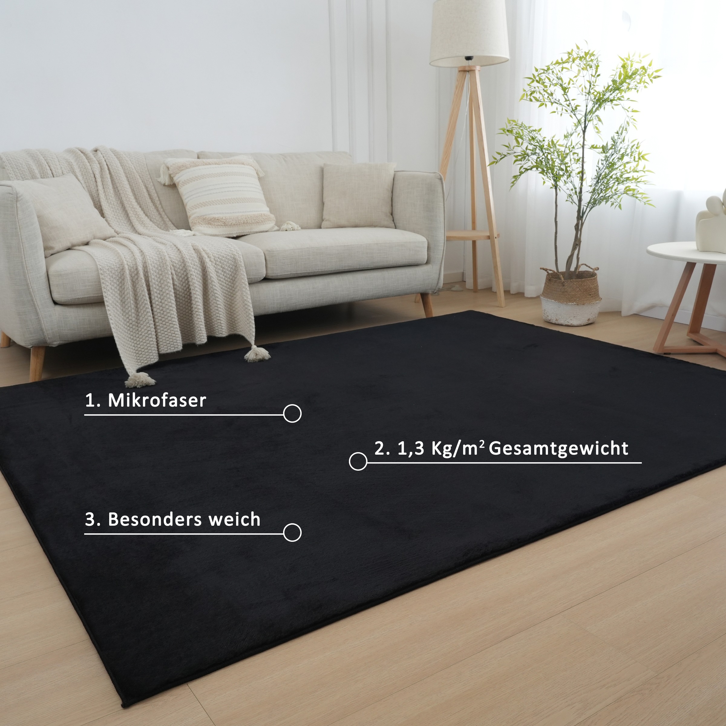 Fellteppich OTTO HOME "Balu, Kunstfellteppich, Modern, Langflor Teppich" Gr. 17, schwarz, B:180cm H:20mm L:230cm, Kunstfaser, Teppiche, Fellteppich, Kaninchenfell-Haptik, kuschelig, weich, Wohnzimmer, Schlafzimmer 3