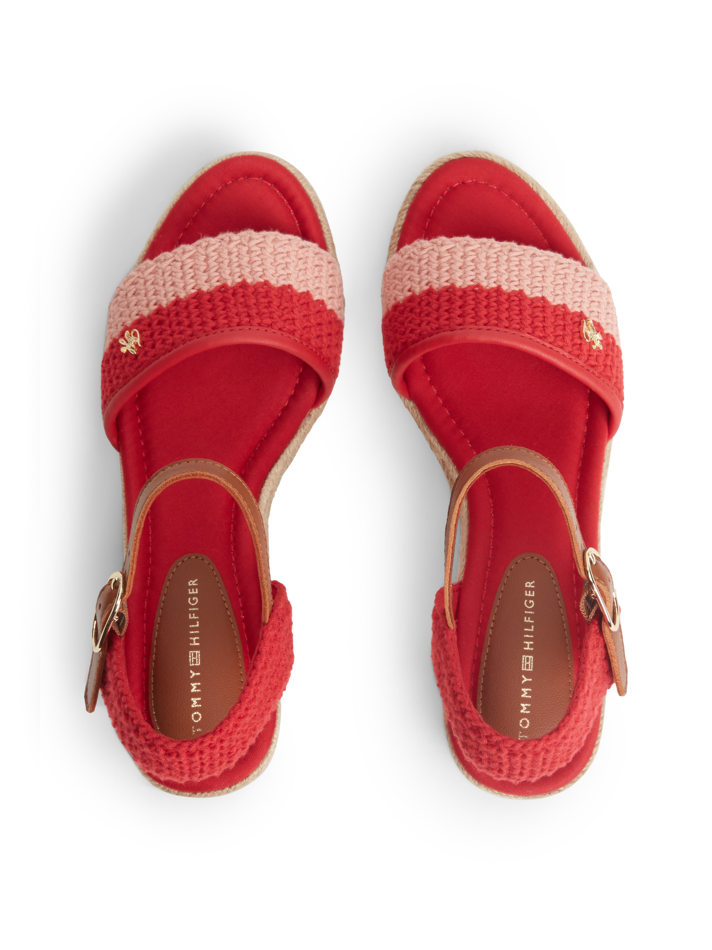 Tommy Hilfiger Keilsandalette »TH MID ESPAD WEDGE CROCHET«  Sommerschuh, Riemchensandale in sommerlicher Häkel-Optik, schmale Form