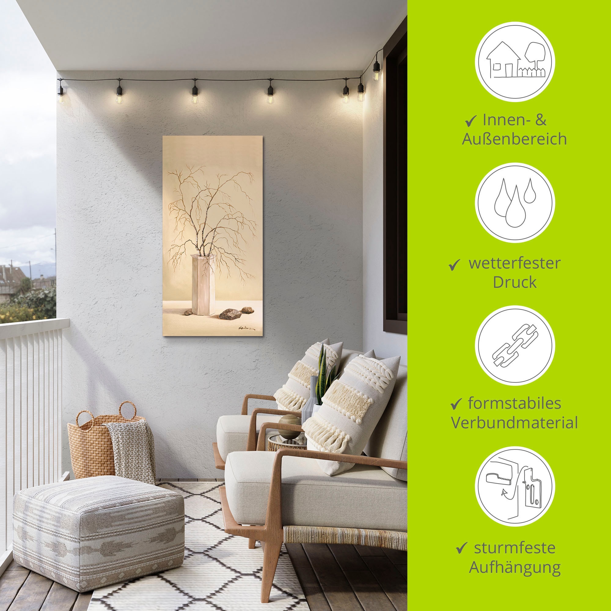 Artland Wandbild »Birkenzweig«, Vasen & Töpfe, (1 St.), als Alubild, Outdoorbild, Leinwandbild in verschied. Größen
