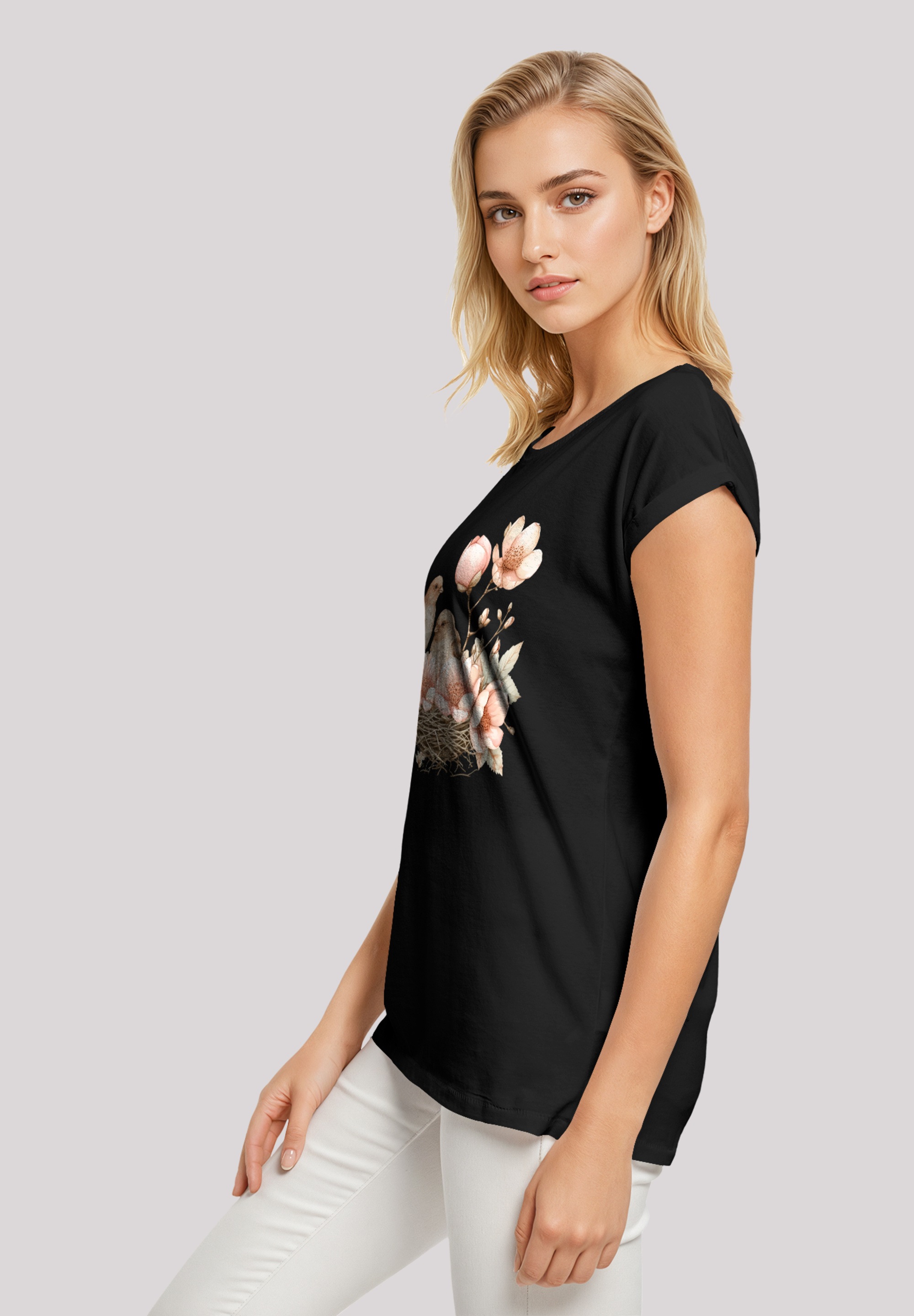 F4NT4STIC T-Shirt »Vogelnest Blumen«, Premium Qualität