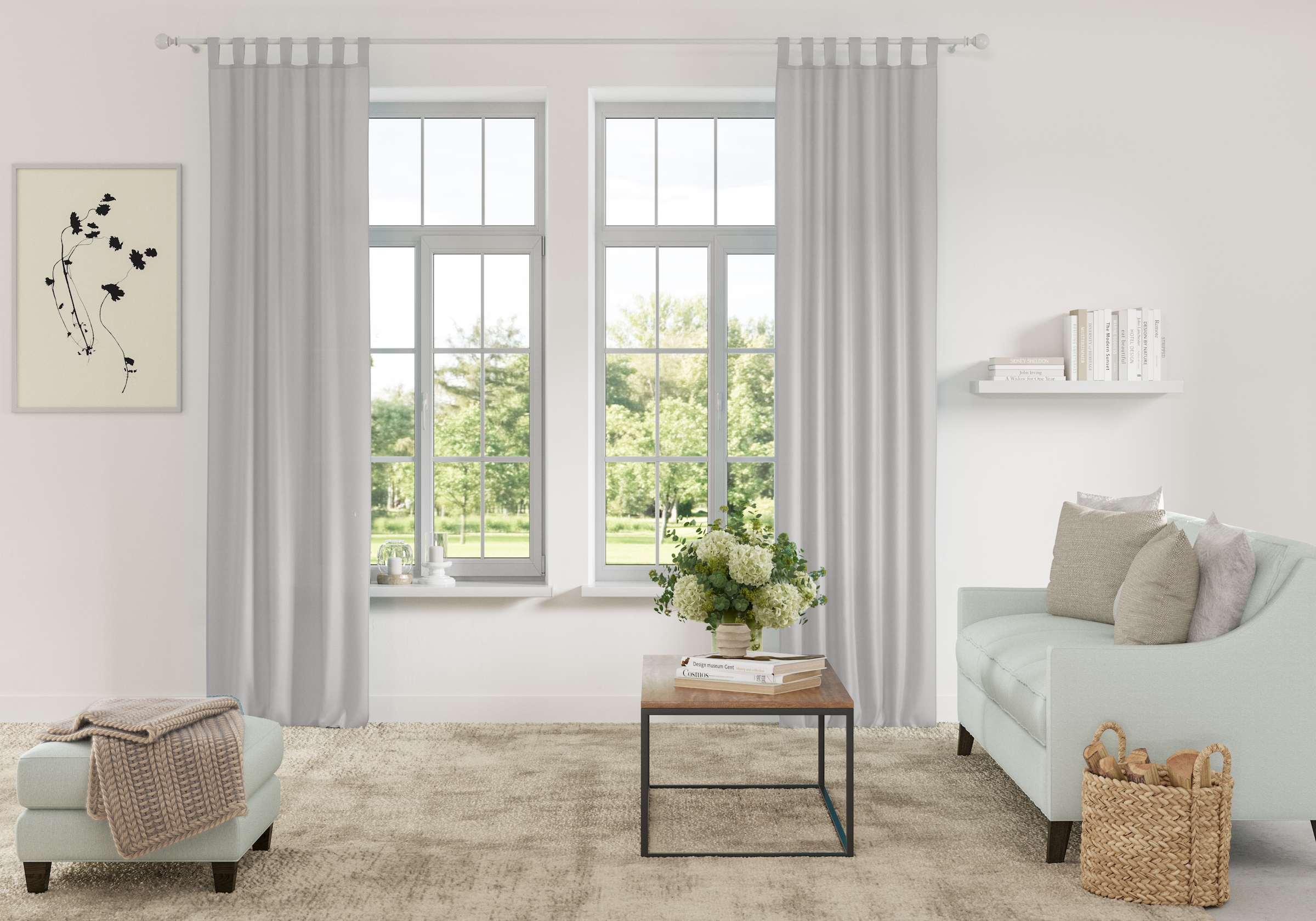 my home Vorhang "Parry" Schlaufen 2 Stk. tlg. 2-er Set, blickdicht, monochr günstig online kaufen