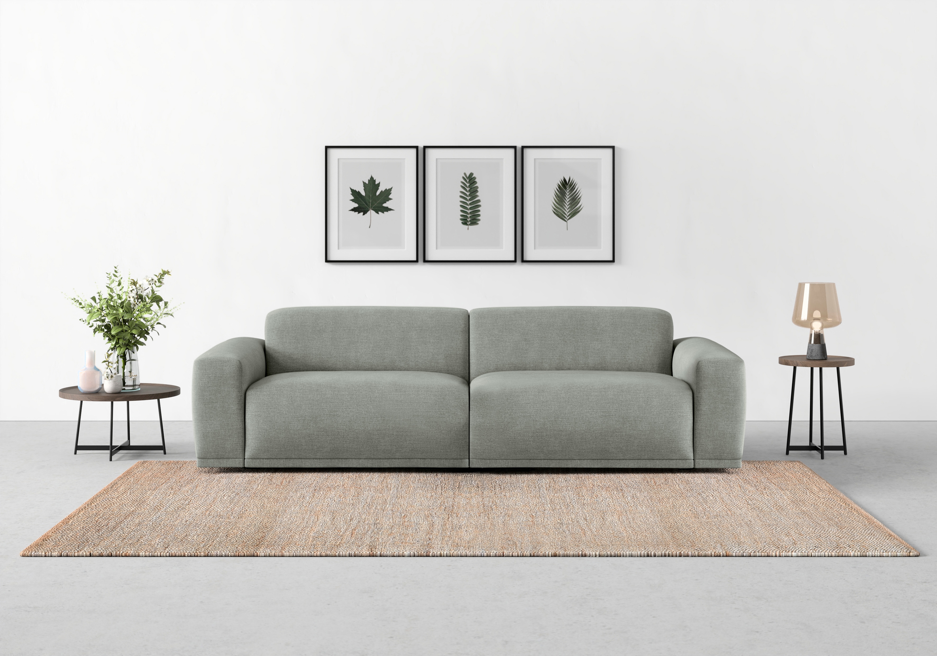 TRENDMANUFAKTUR Big-Sofa "Braga Japandi-Design, mit hochwertigem Kaltschaum, Megasofa, in Cord" modernes Big-Sofa, Couch mit hohem Sitzkomfort, 254/72/107 cm (B/H/T)