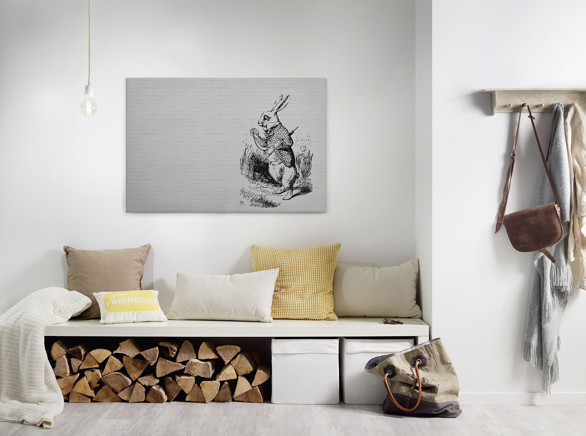 A.S. Création Leinwandbild "bunny" Kunst Tiere 1 Stk. tlg. Schwarz-Weiß Zeichnung Hase Keilrahmen Leinwand-Bild Wohnzimmer modern