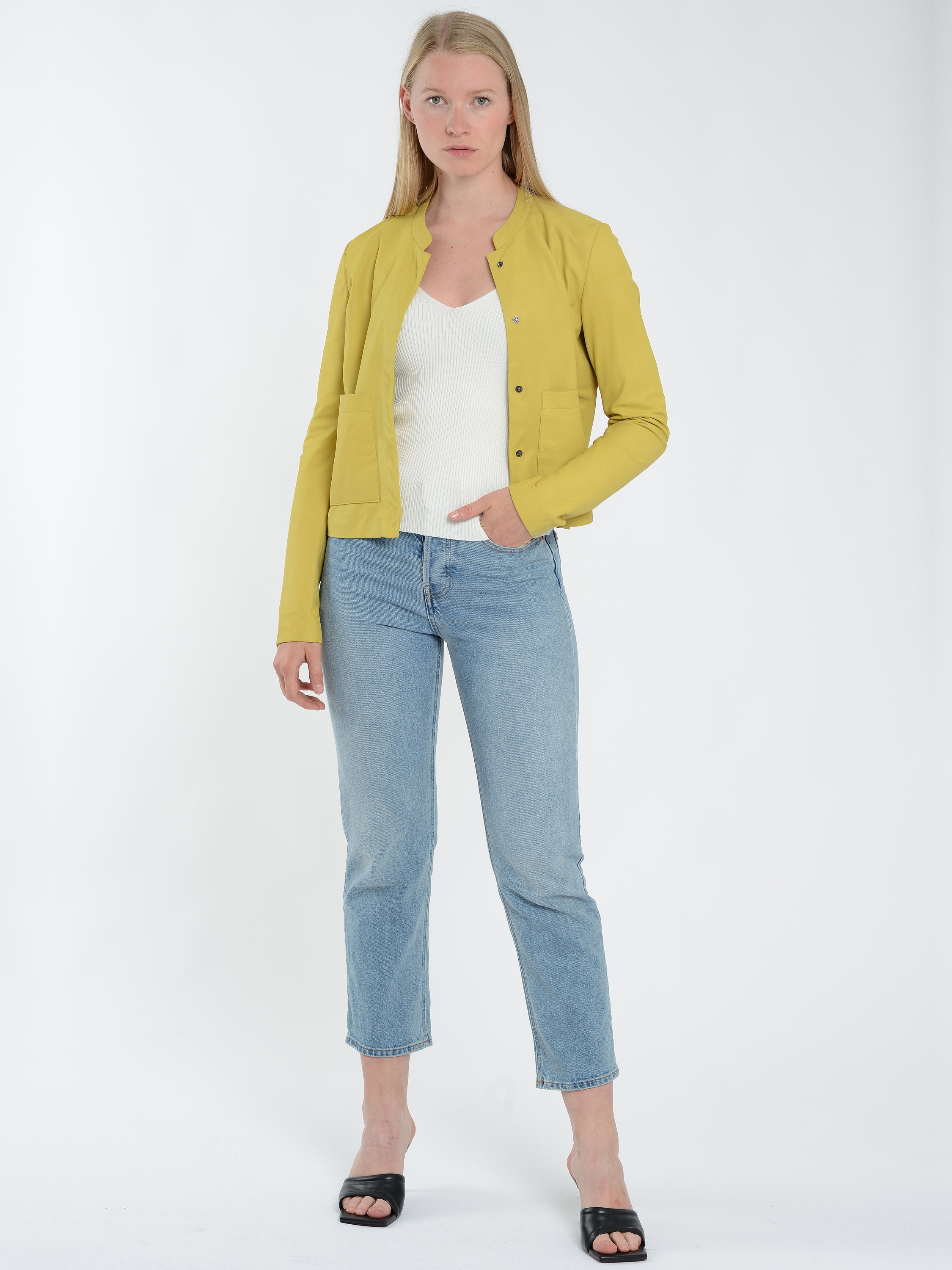 Jagger & Evans 42021260 Women's Leather Jacket Yellow Size S 3