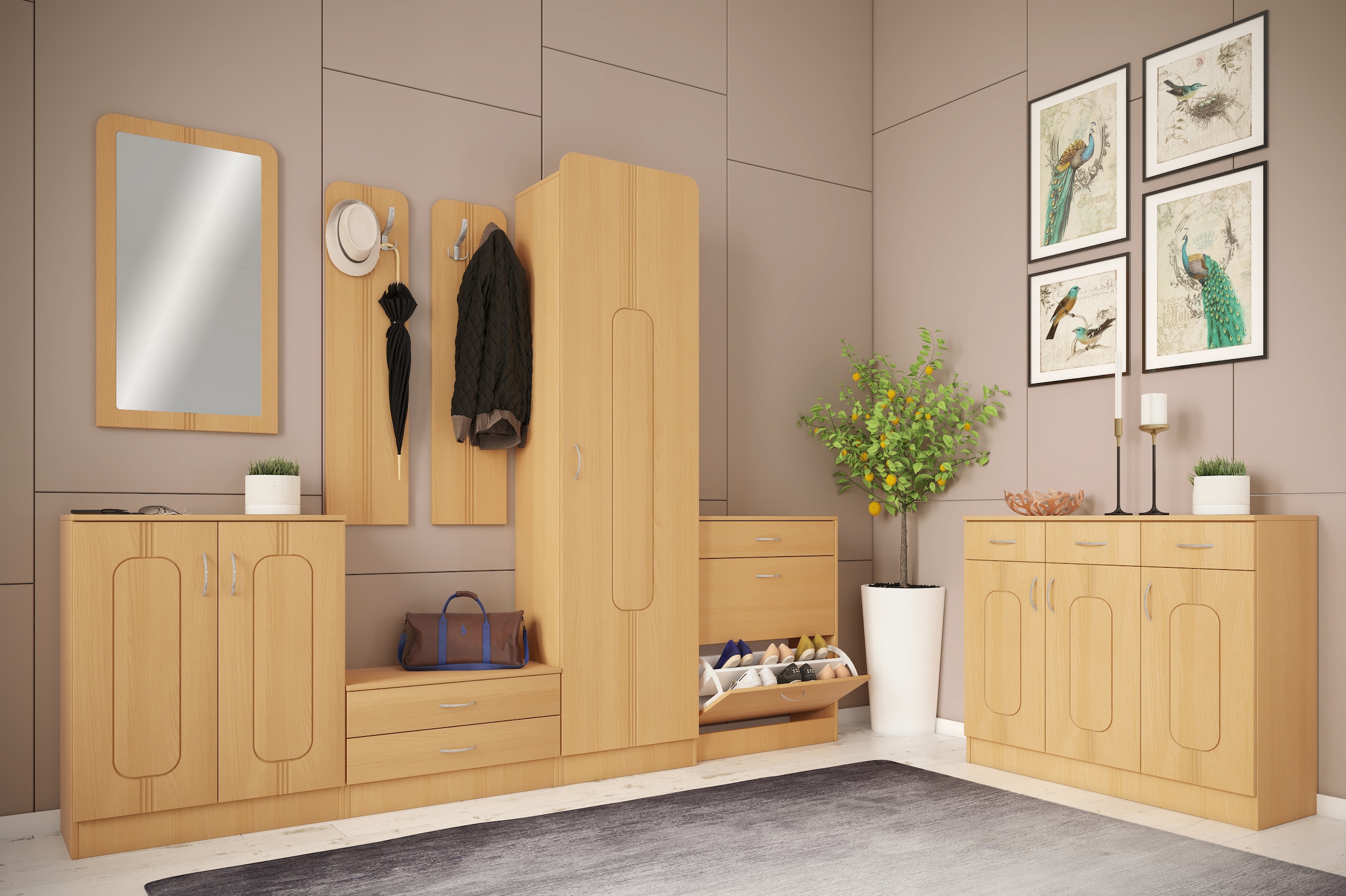 VCM Garderobenschrank »Holz Wandspiegel Spiegel Diele Flur Balia«