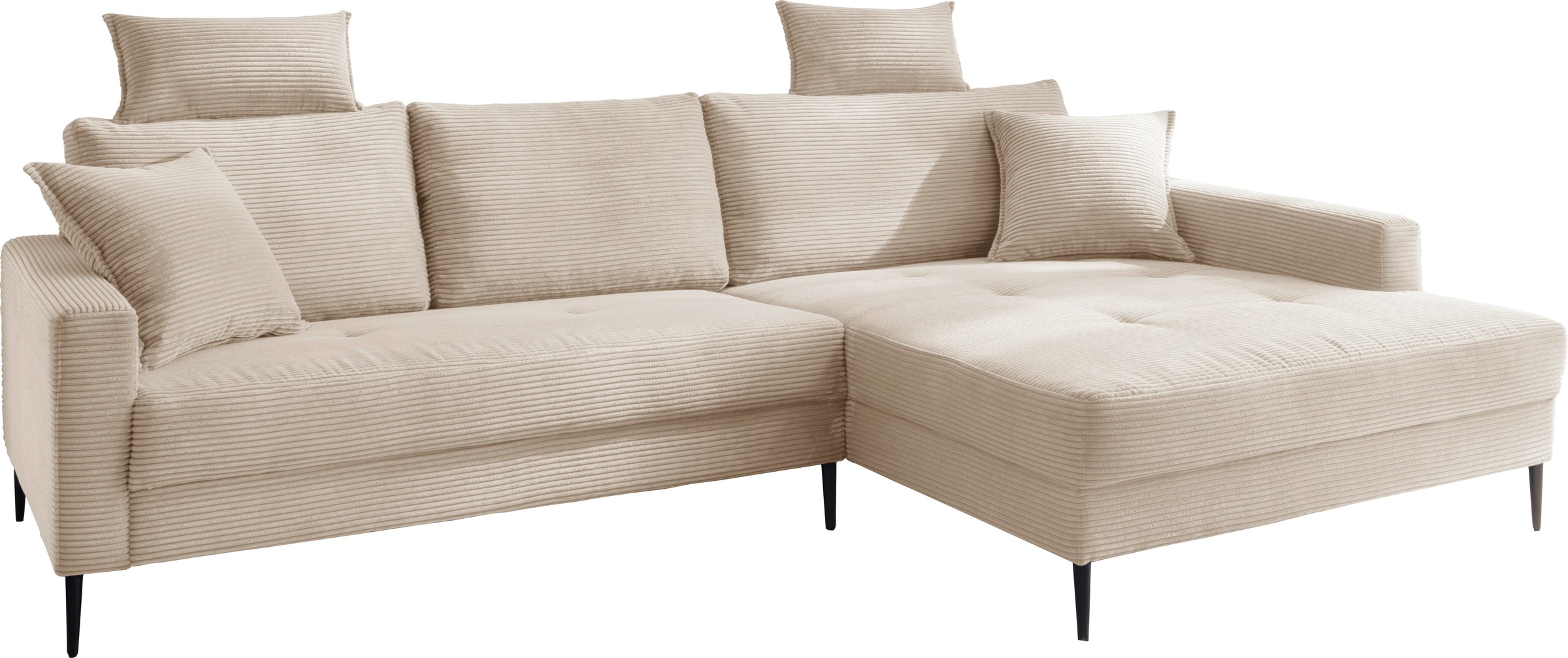 Trends by HG Ecksofa "Summer L-Form" in Cord-Stoff mit Metallfuß günstig online kaufen