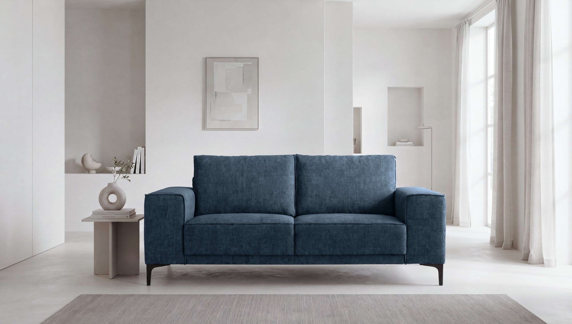 OTTO home 2-Sitzer »Kompaktsofa Oland mit modernem Chenille-Bezug« 164 cm, Wellenunterfederung, Skandi-Design, Metallfüße