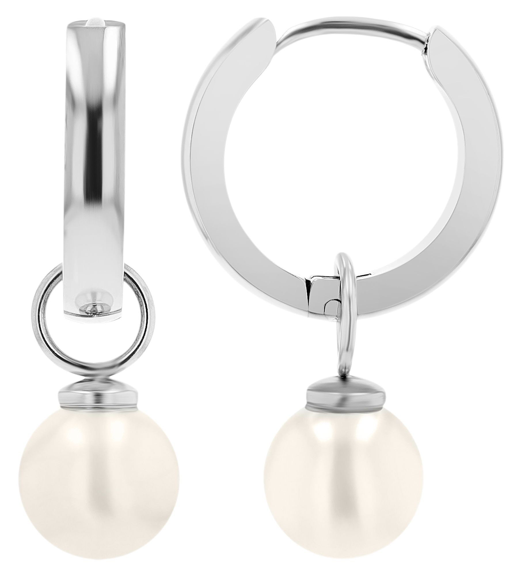 Adelia´s Klappcreolen "Damen Ohrringe – Klappcreole aus Edelstahl mit Perle günstig online kaufen