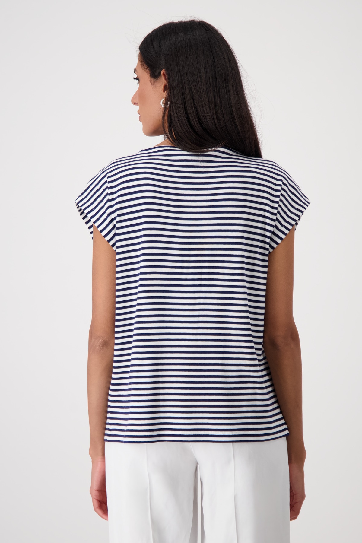 Monari Rundhalsshirt, mit Streifen und Print