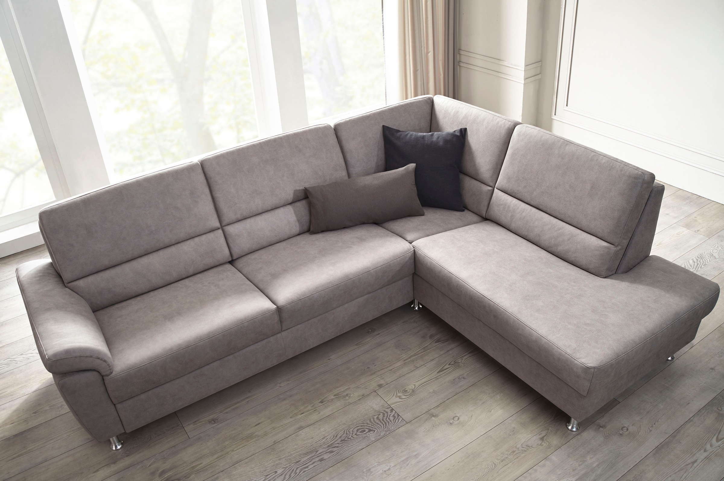 CALIZZA INTERIORS Ecksofa »Onyx L-Form«, Ottomane links oder rechts, wahlweise mit Bettfunktion, Breite 257 cm