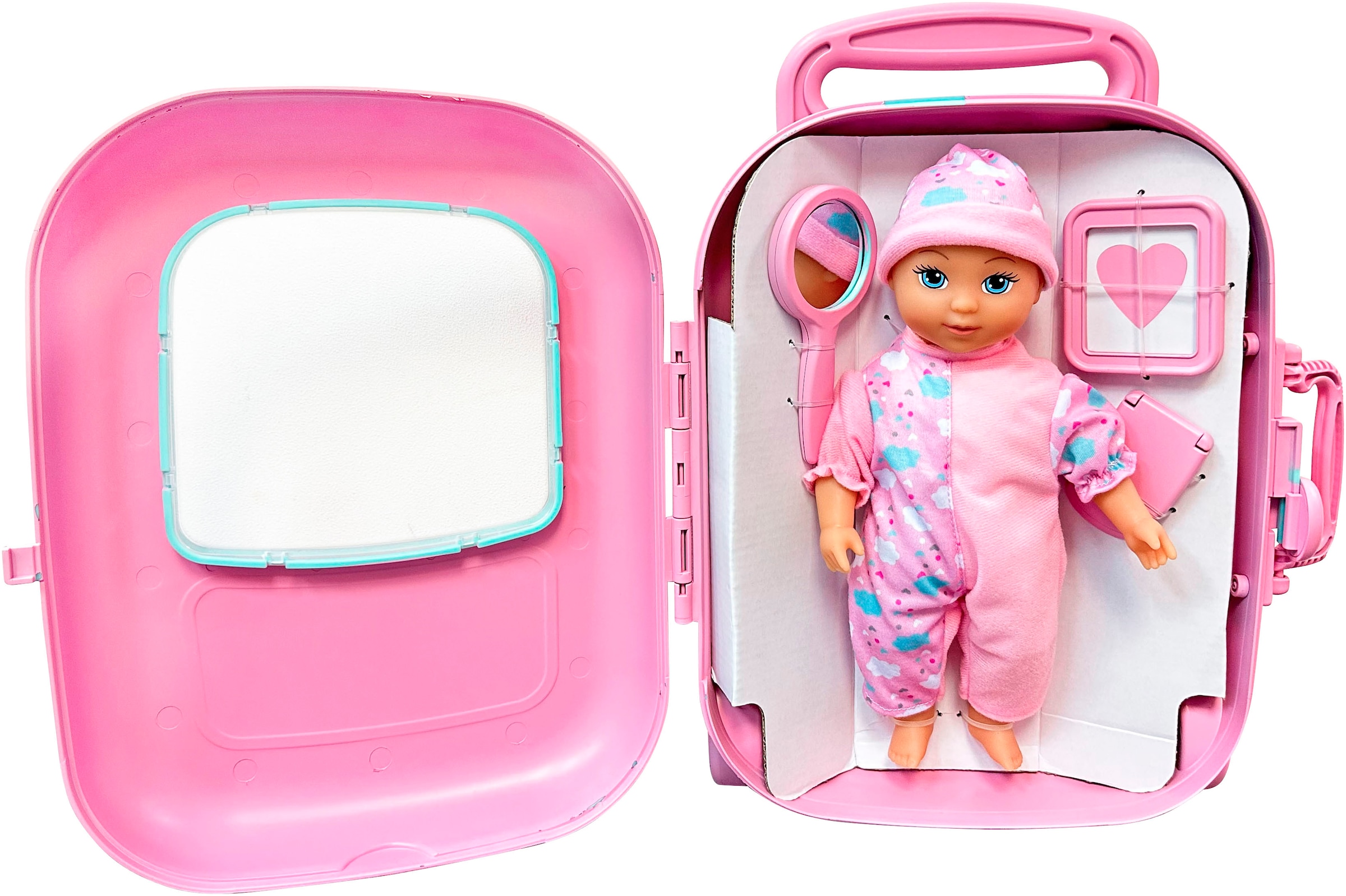Bayer Babypuppe »Trolley«, (Set, 5 tlg.), im Reisekoffer, mit Zubehör