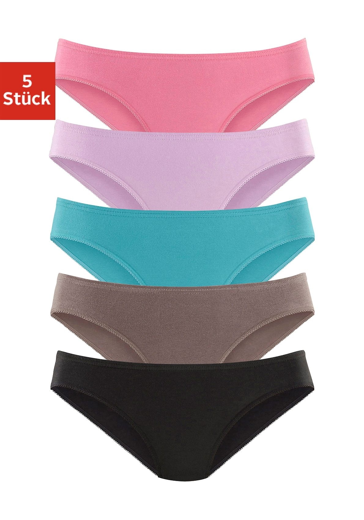 petite fleur Bikinislip, (5er-Pack), aus elastischer Baumwoll-Qualität