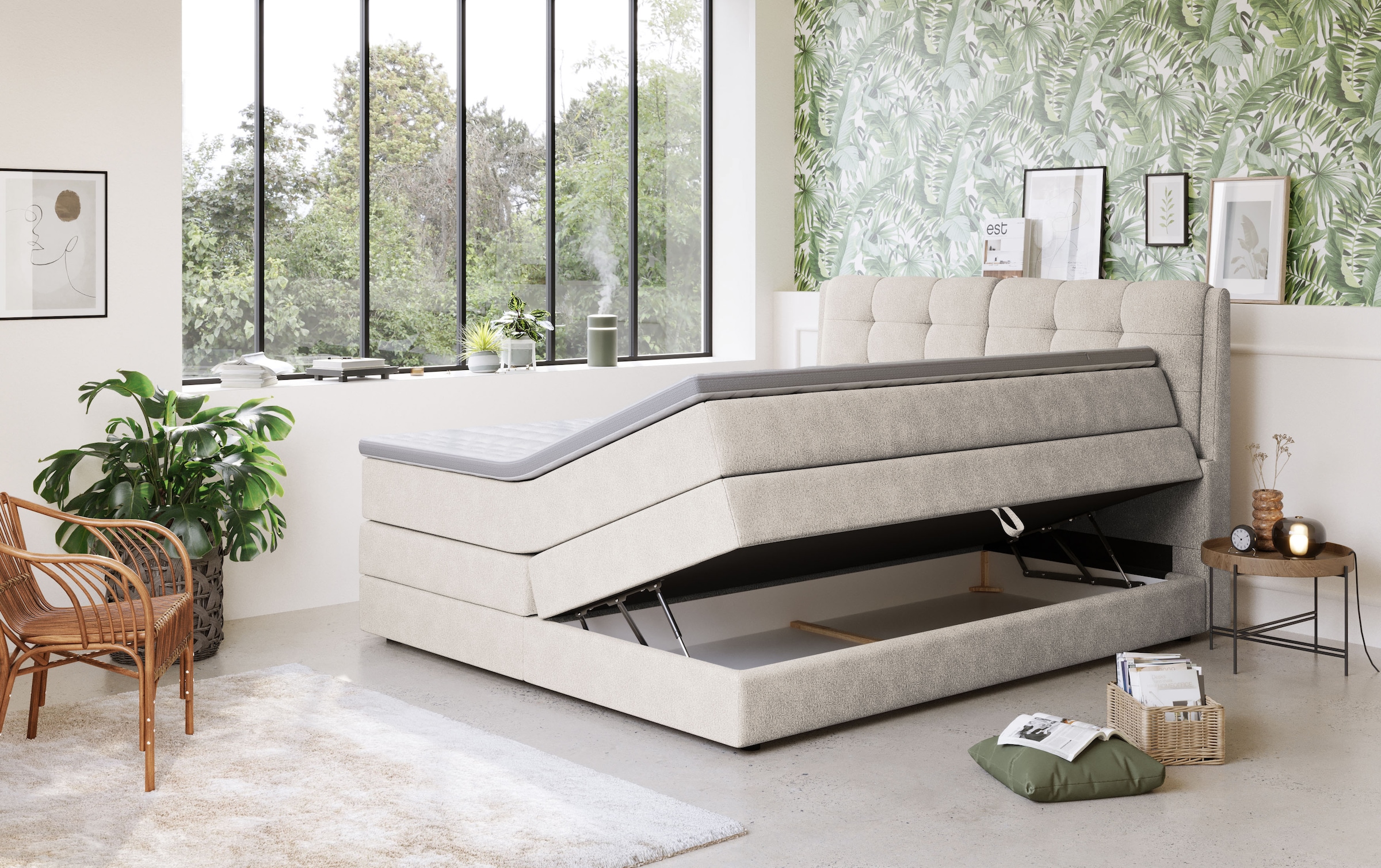 COTTA Boxspringbett »Fort II, in verschiedenen Breiten erhältlich - auch als Familienbett!« inkl. Bettkasten und Topper